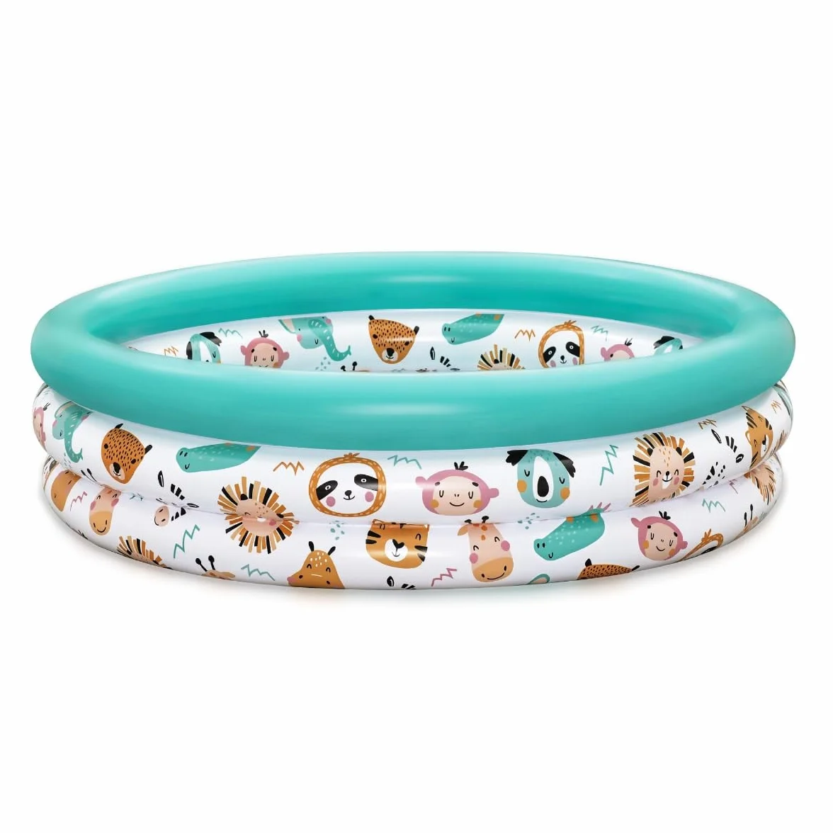 Bestway Piscine Gonflable Trois Anneaux pour Enfants Safari Pals 102 cm x 102 cm x 25 cm Multicolore
