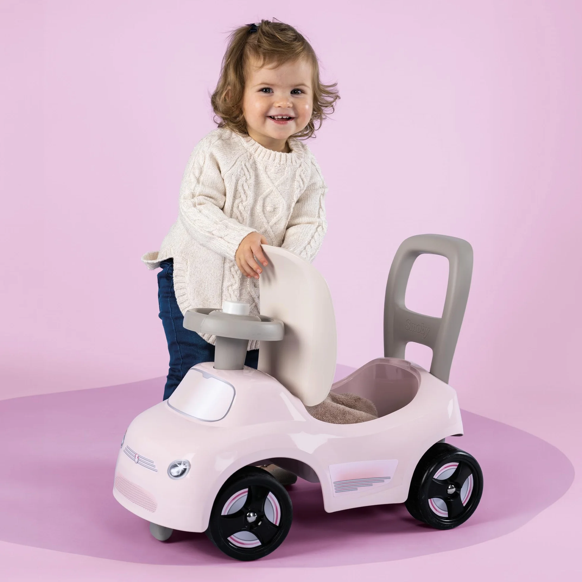 Smoby Porteur Auto Rose Trotteur Volant Directionnel Coffre Jouets 10 Mois Fabrication Française