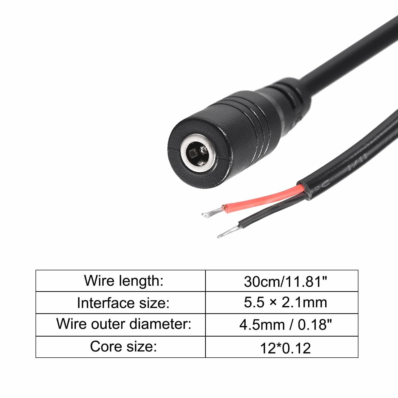 Câble Alimentation DC 3,5x1,35mm 0,3m Noir 2pcs pour CCTV DVR LED