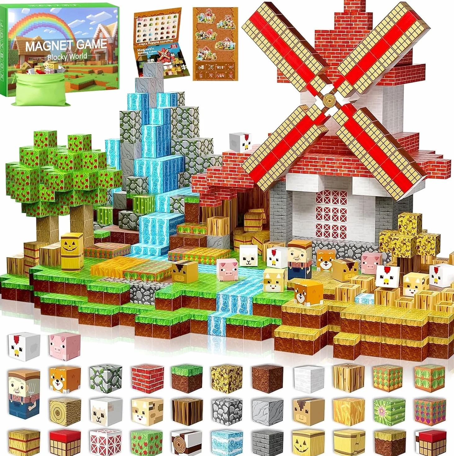 Blocs de Construction Magnétiques 150Pcs Set Éducatifs Jouets pour Enfants 3+