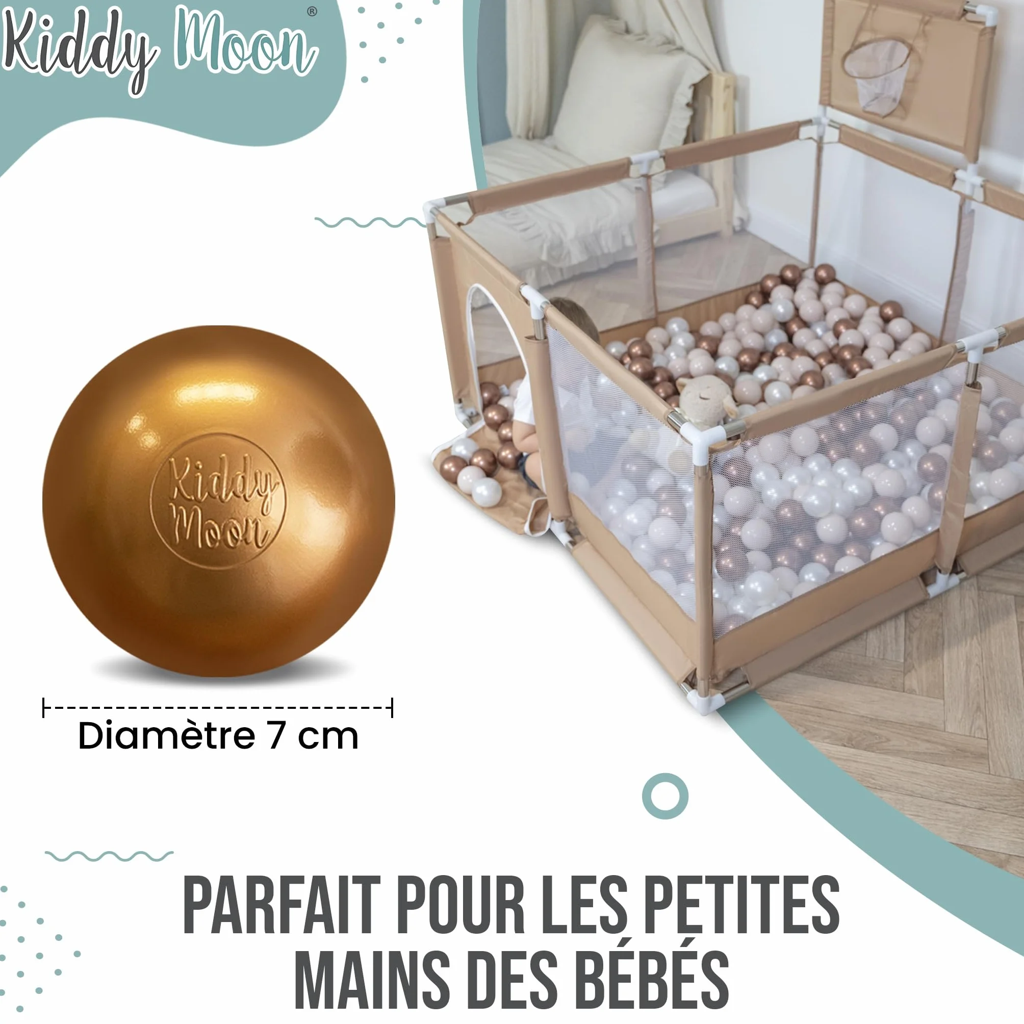 KiddyMoon 100 Balles Colorées Plastique Piscine Enfant ∅ 7Cm