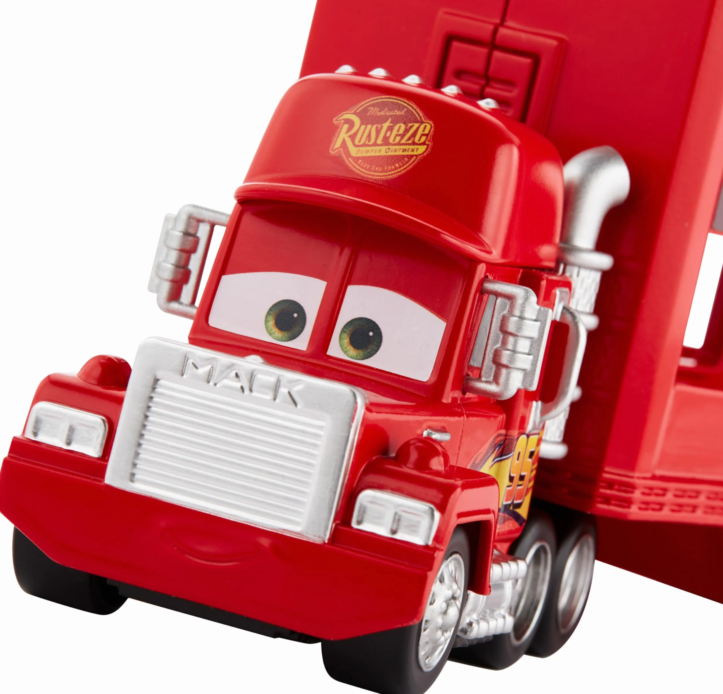 Mattel Disney Pixar Cars Camion Transporteur Mack GNW34, jouet enfant avec Flash McQueen pour 18 mini-véhicules
