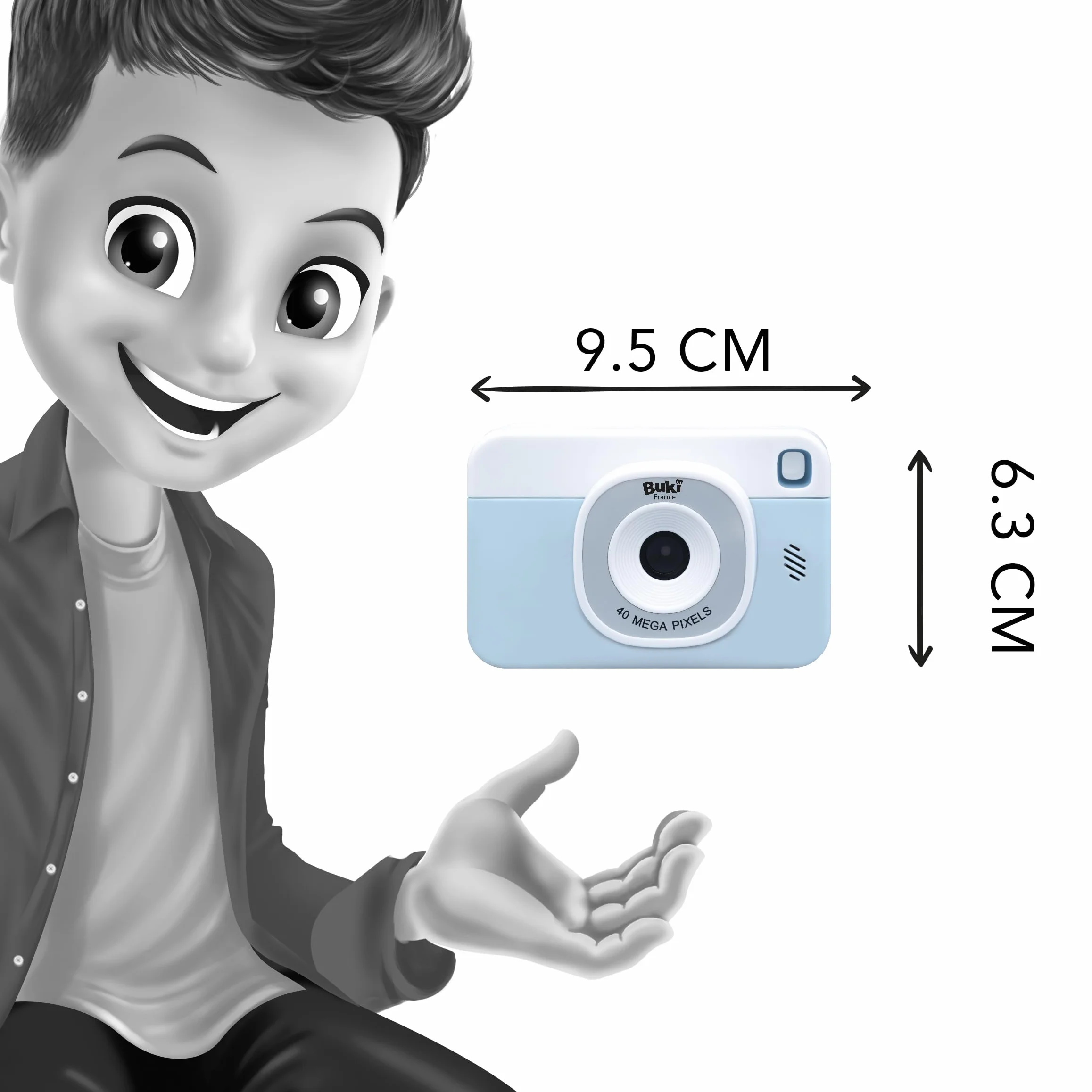 Appareil Photo Enfant 40MP Vidéo 1080P Léger 80g Écran 6cm Zoom X8 Filtres Coque Silicone Carte SD 16Go USB-C