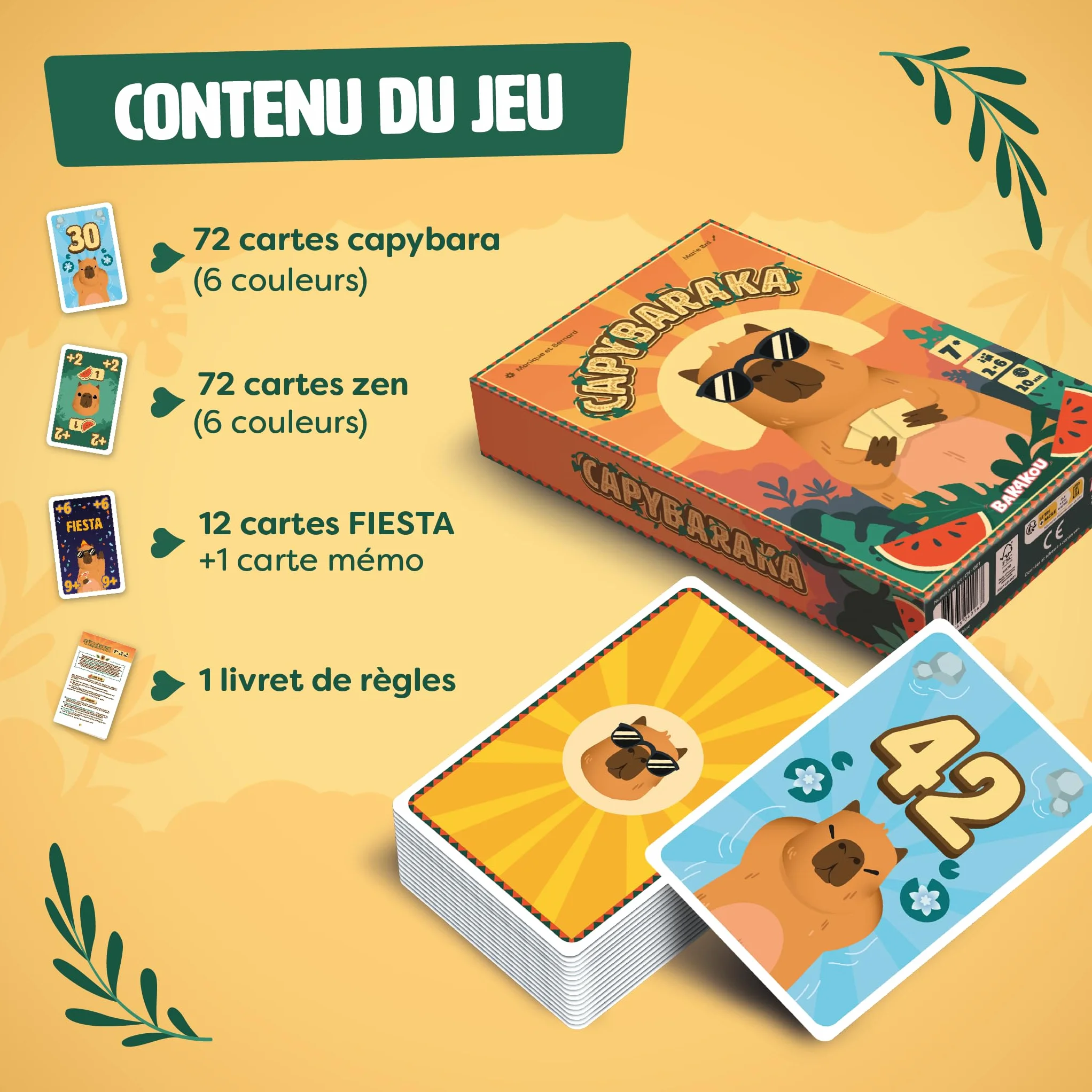 Capybaraka - Jeu de Cartes Familial et Tactique - Choix Simultané, Pastèques & Fiesta - 2 à 6 Joueurs - Dès 7 Ans - 20 Min