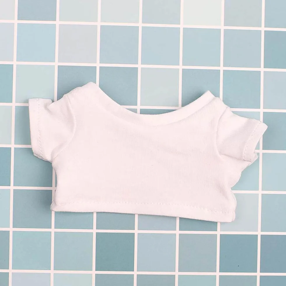 Vêtements de poupée en peluche 15 cm t-shirts manches courtes noir et blanc