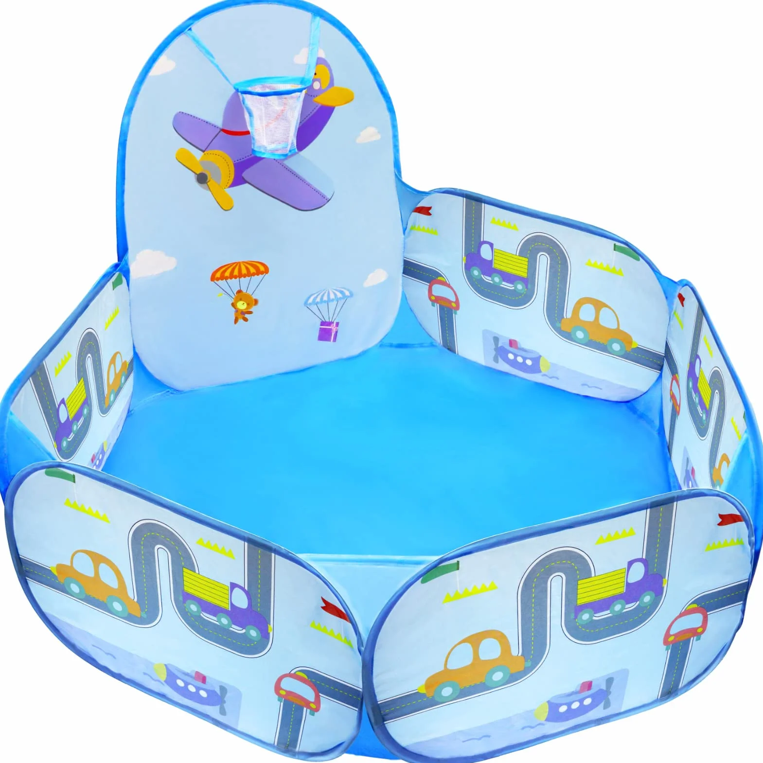 Piscine à Balles Enfant MAIKEHIGH, Pop Up Bébé Ball Pool Tente de Jeu avec Panier de Basket-Ball, Intérieur Extérieur