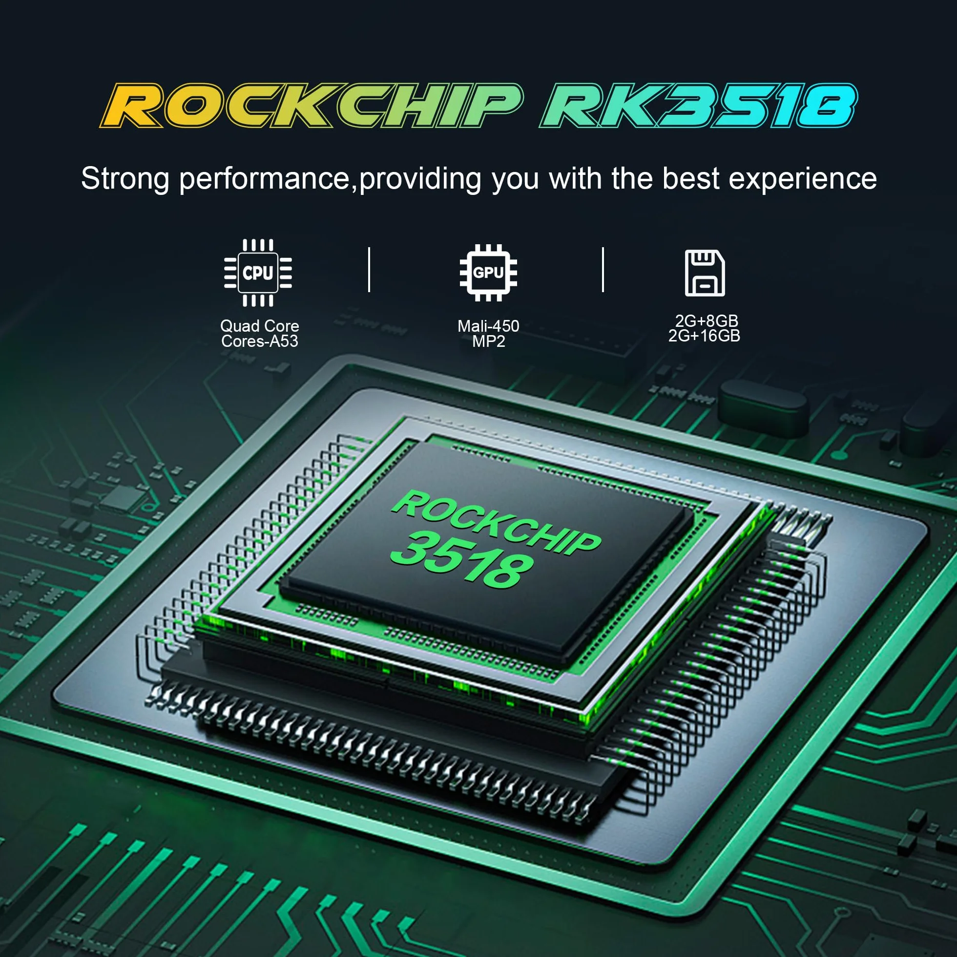 Android 14 TV Box 8K Ultra HD 2GB RAM 16GB ROM RK3518 Quad Core A53 Mali 450 MP2 WiFi 6 BT 5.4
