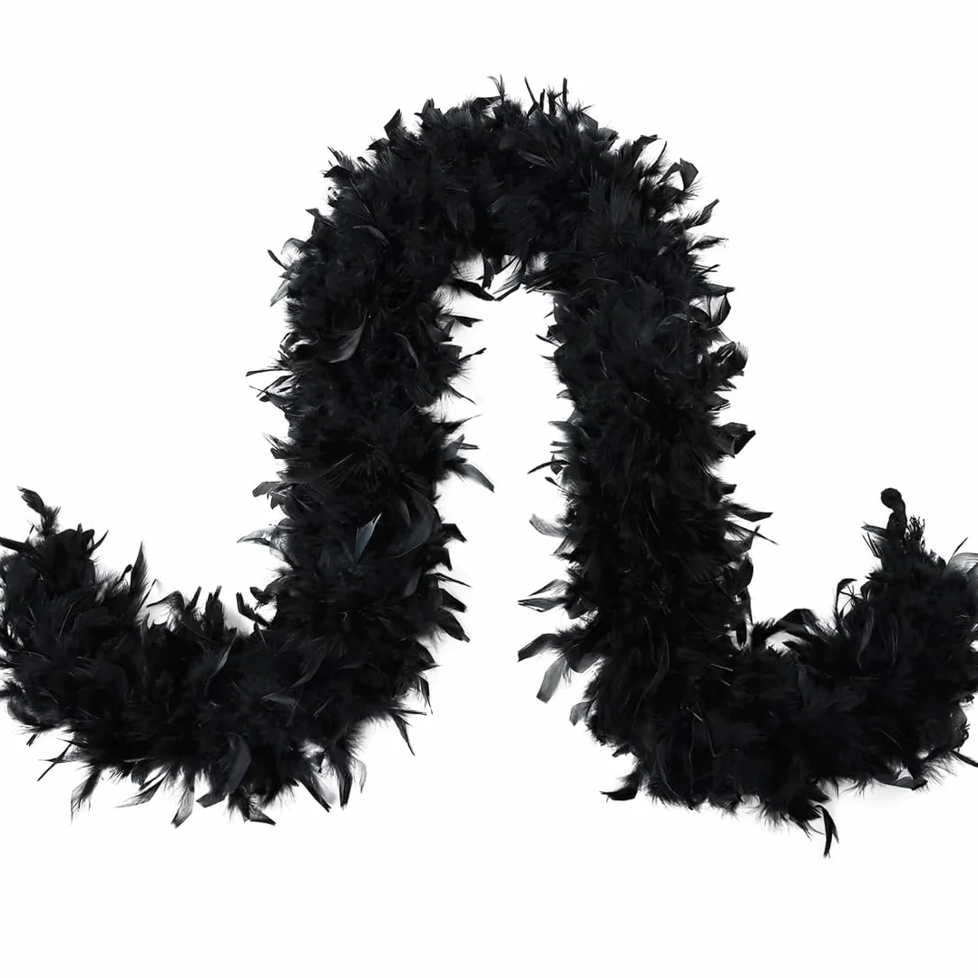 Boas de déguisement pour enfants, Écharpe en plumes noires 2 m, grande taille, décoration mariage