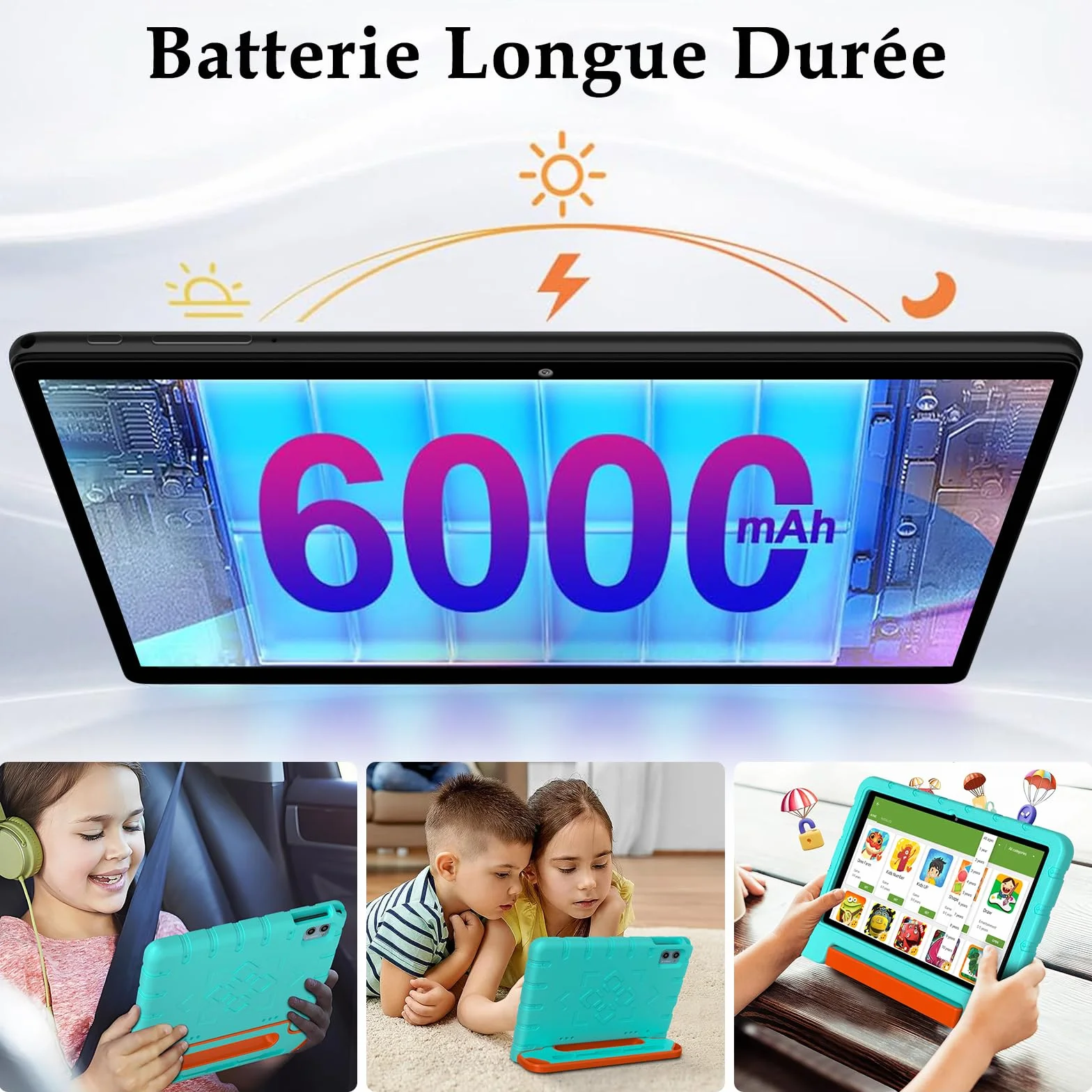 ZIOVO Tablette Enfants 10 Pouces Android 14 Tablette,20Go RAM+128Go ROM(TF 1To),Widevine L1，WiFi 6 Tablette Tactile,Octa-cœur, 6000mAh | 5+8MP | BT 5.0 | Contrôle Parental Tablettes avec EVA Cas-Vert
