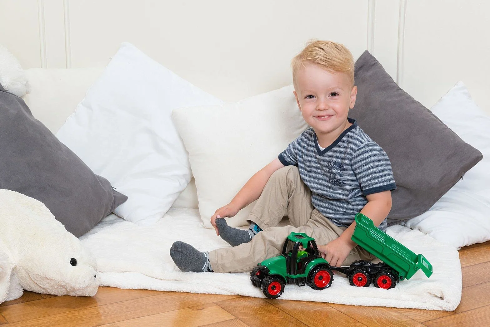 LENA Truckies Tracteur avec remorque Set de jeu 38 cm Enfants 2 Ans