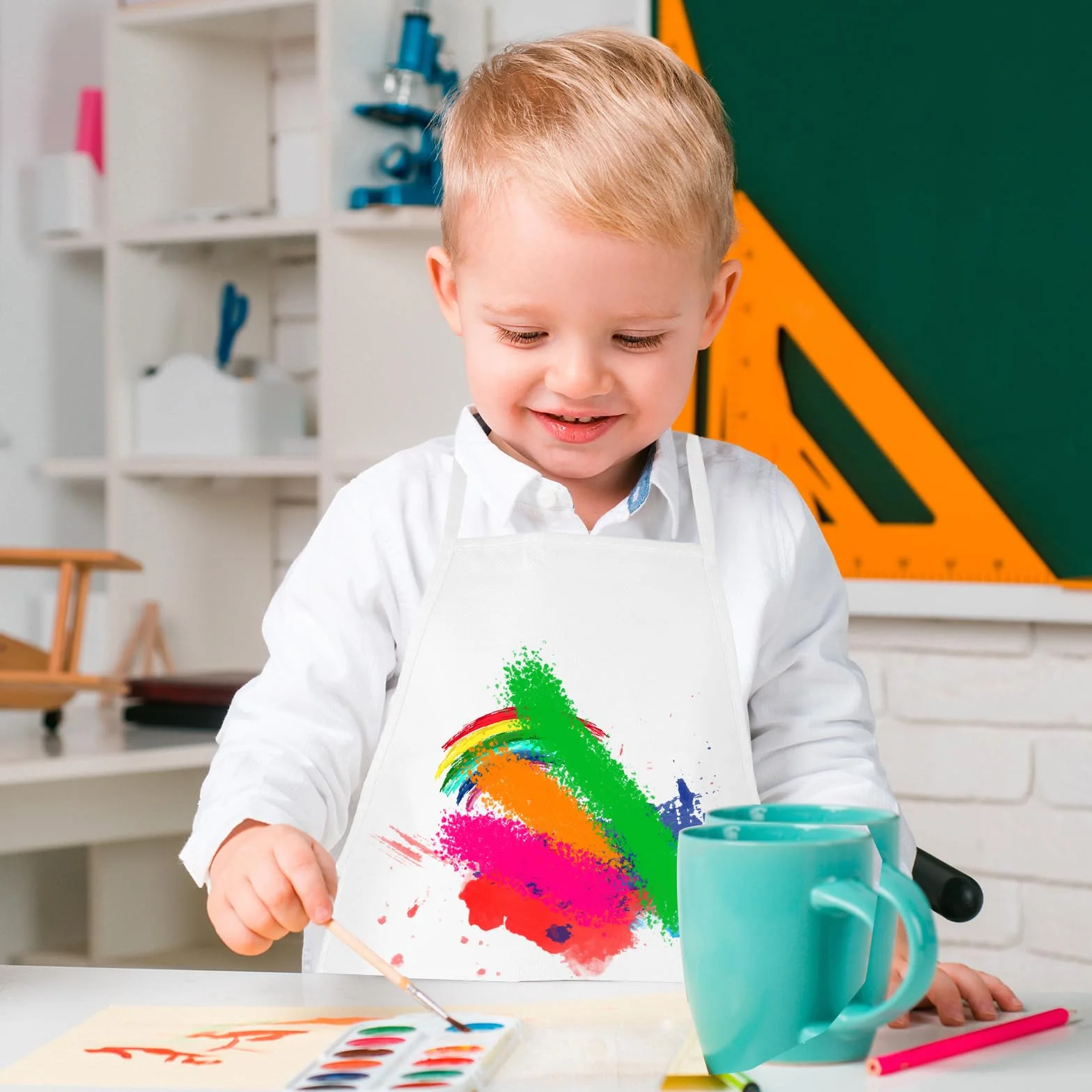 Tabliers de peinture pour enfants avec 2 poches spacieuses