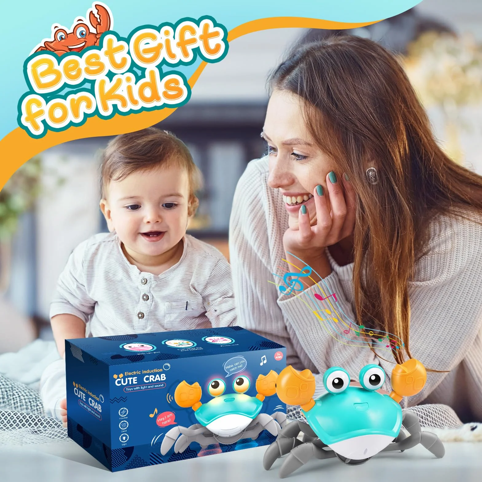 Adeokay Crabe Qui Marche Bebe Jouet Bebe 1 2 Ans Cadeau Enfant Garcon Fille Jouets D'éveil Musicaux