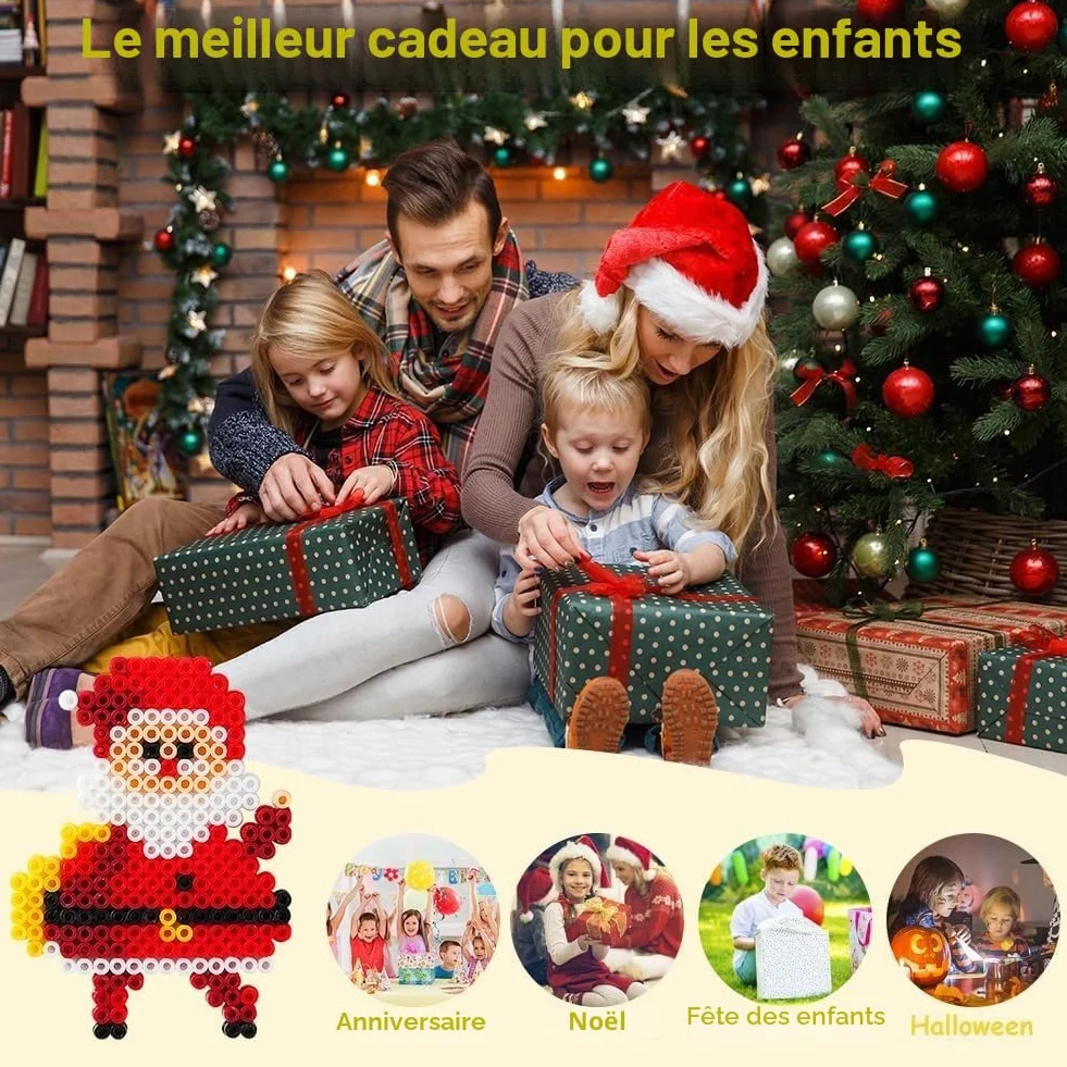 Kit de perles fusibles 26 000 perles 2,6 mm 48 couleurs 2 panneaux perforés 14 cartes à motifs