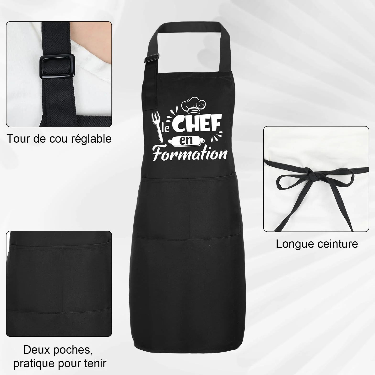 Tablier Cuisine Enfant Imperméable Réglable avec Poche pour Garçon Fille