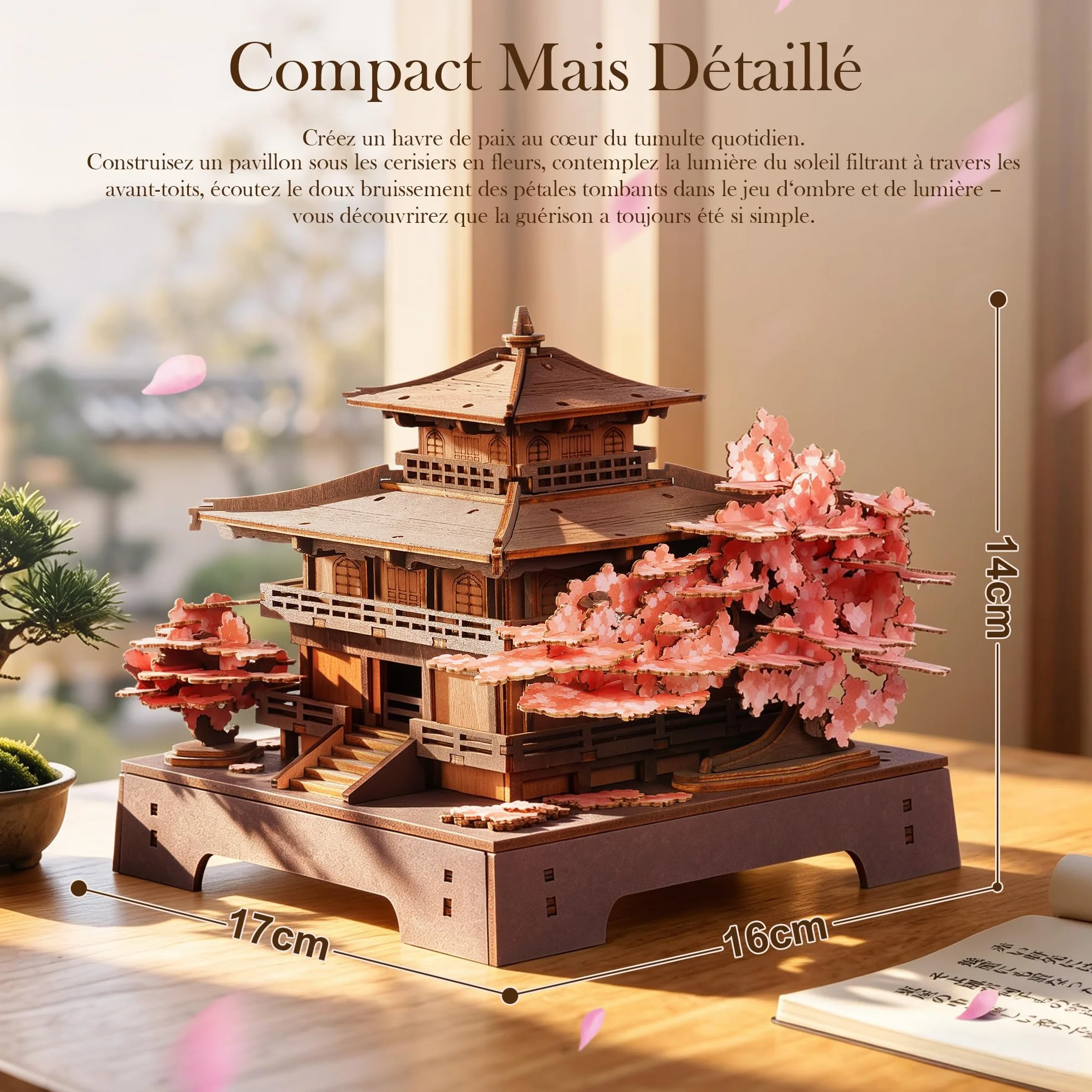 ROWOOD Maquette en Bois à Construire Pavillon Sakura Fleurs de Cerisier Japonaises Kit DIY Cadeau