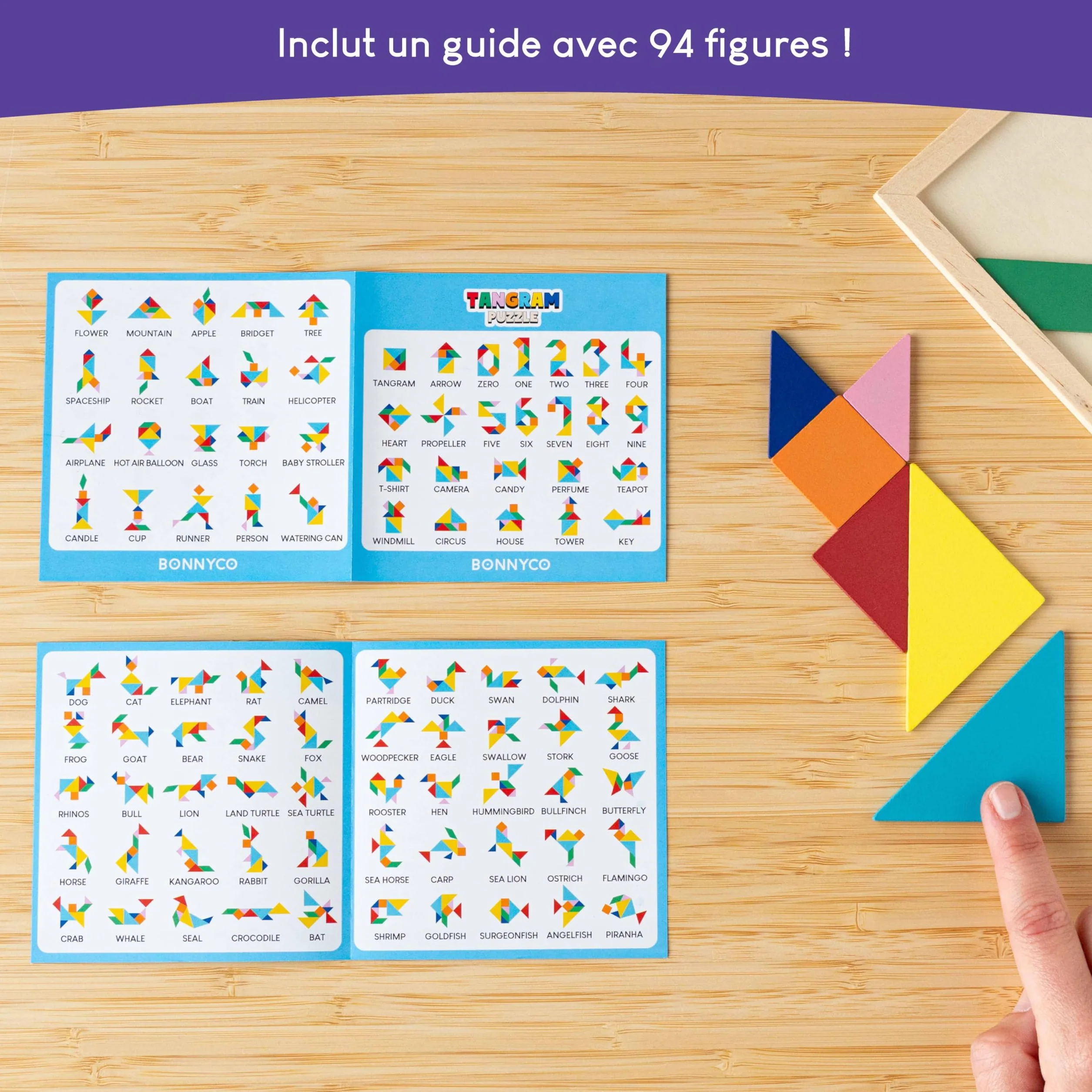 BONNYCO Jeu Tangram Enfant 30 PCS Cadeau Anniversaire Bois Mini Jeux Pinata