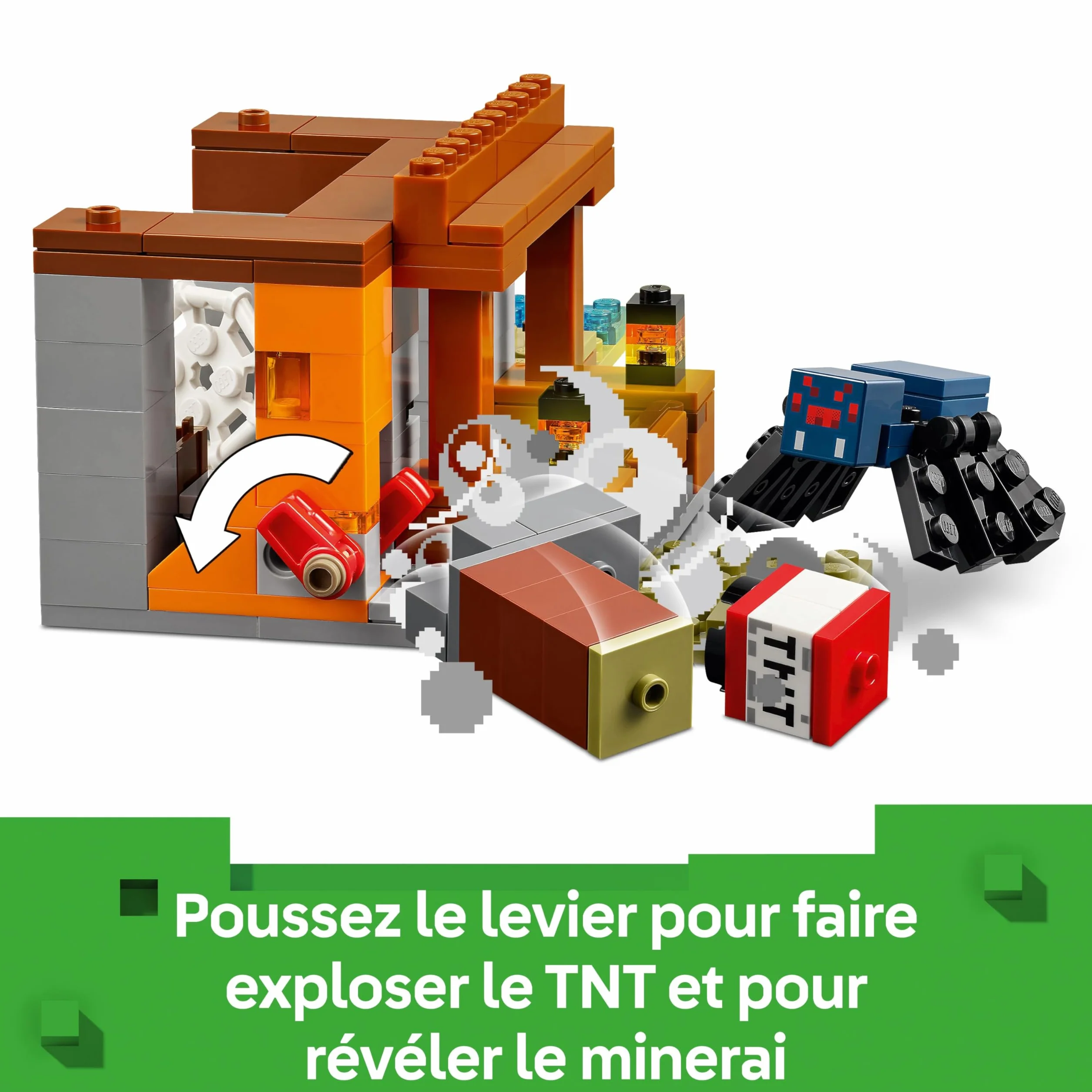 LEGO Minecraft L’Expédition dans la Mine du Tatou 21269 Jouet Interactif Figurines Araignée Venimeuse Loup TNT Cadeau 8 Ans