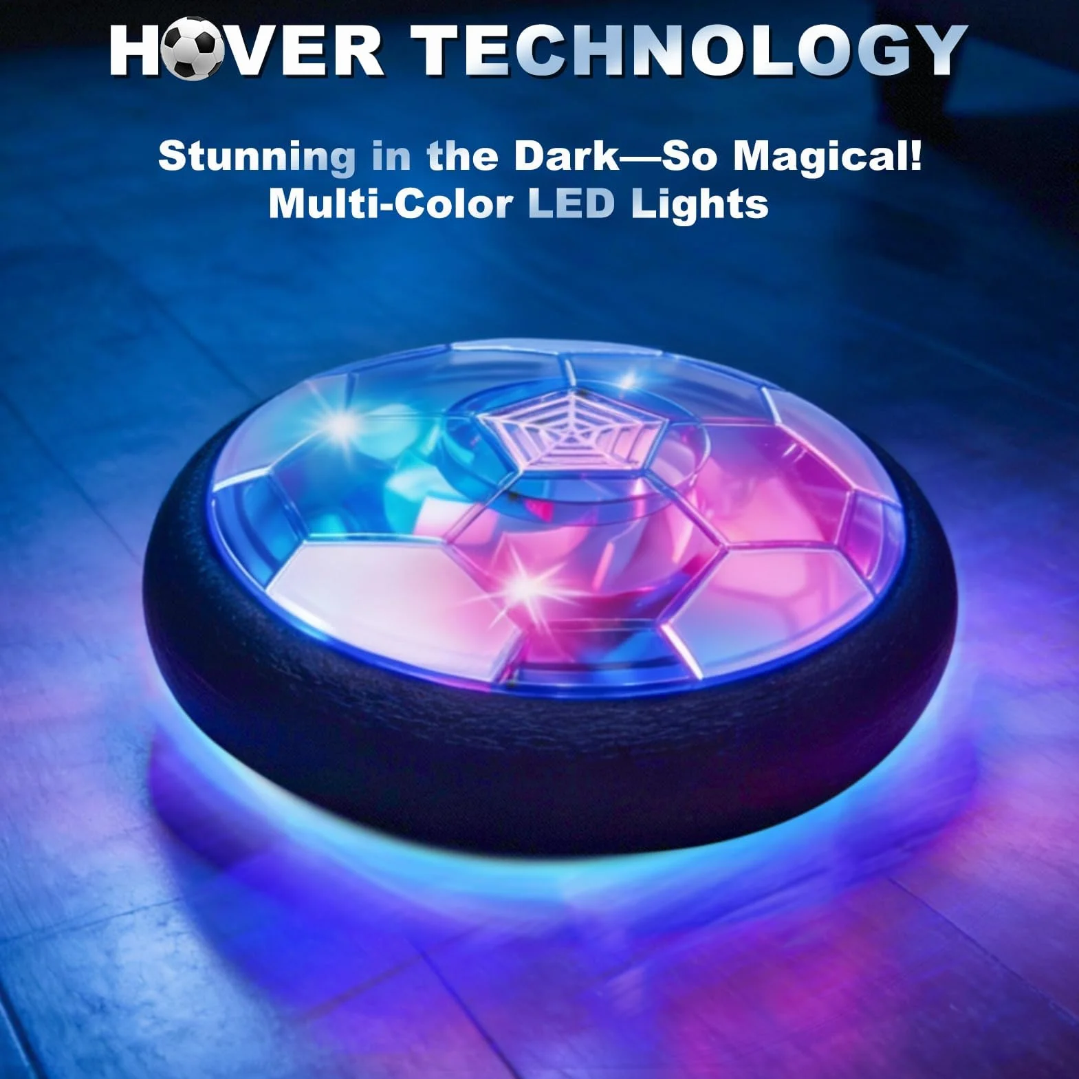 Dongcill Hover Ballon de Football avec Lumières LED et Musique, Ballon de Foot Intérieur pour Enfants 3-12 Ans