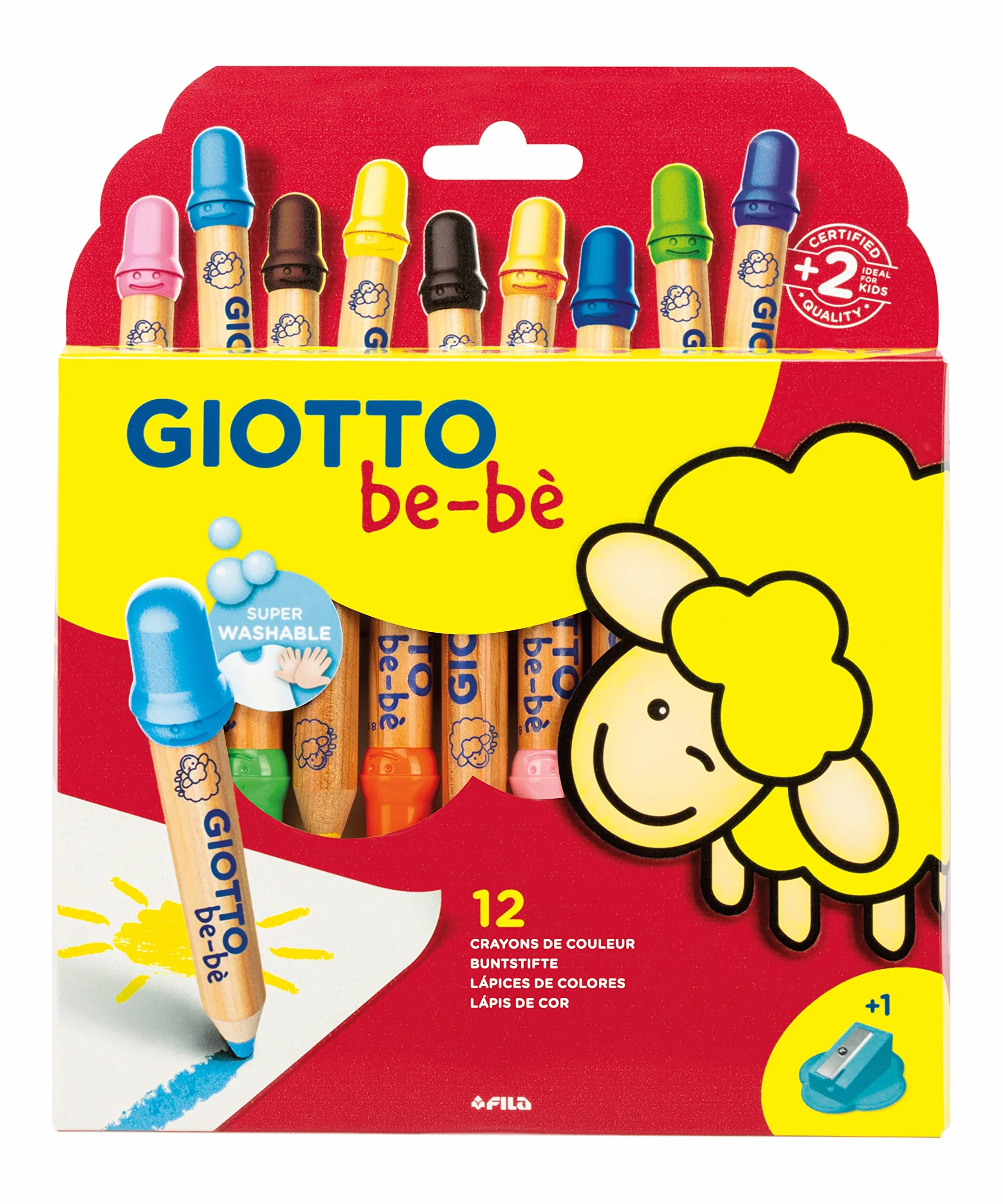 Etui 12 maxi crayons GIOTTO be-bè + taille-crayon