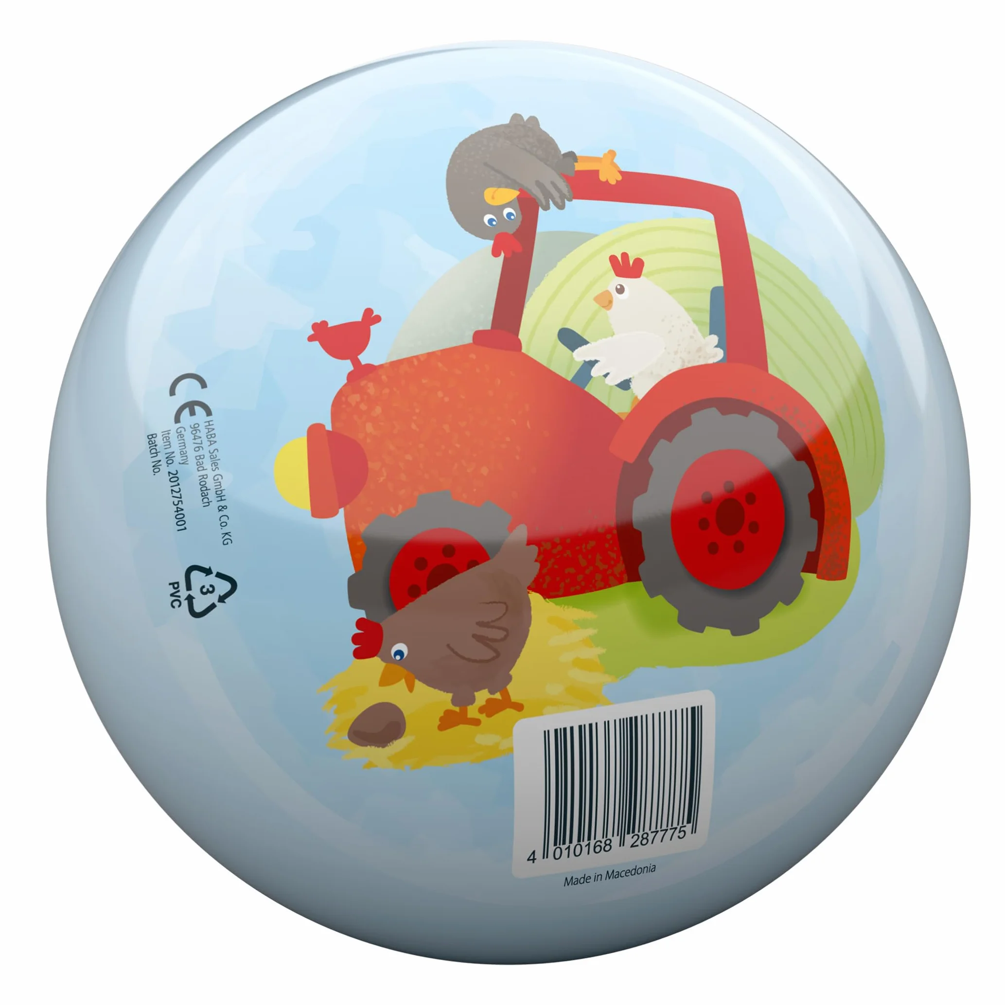 HABA Ballon La Ferme 14 cm dès 2 Ans – Ballon de Jeu en Plastique Lisse avec Valve, Surface Brillante