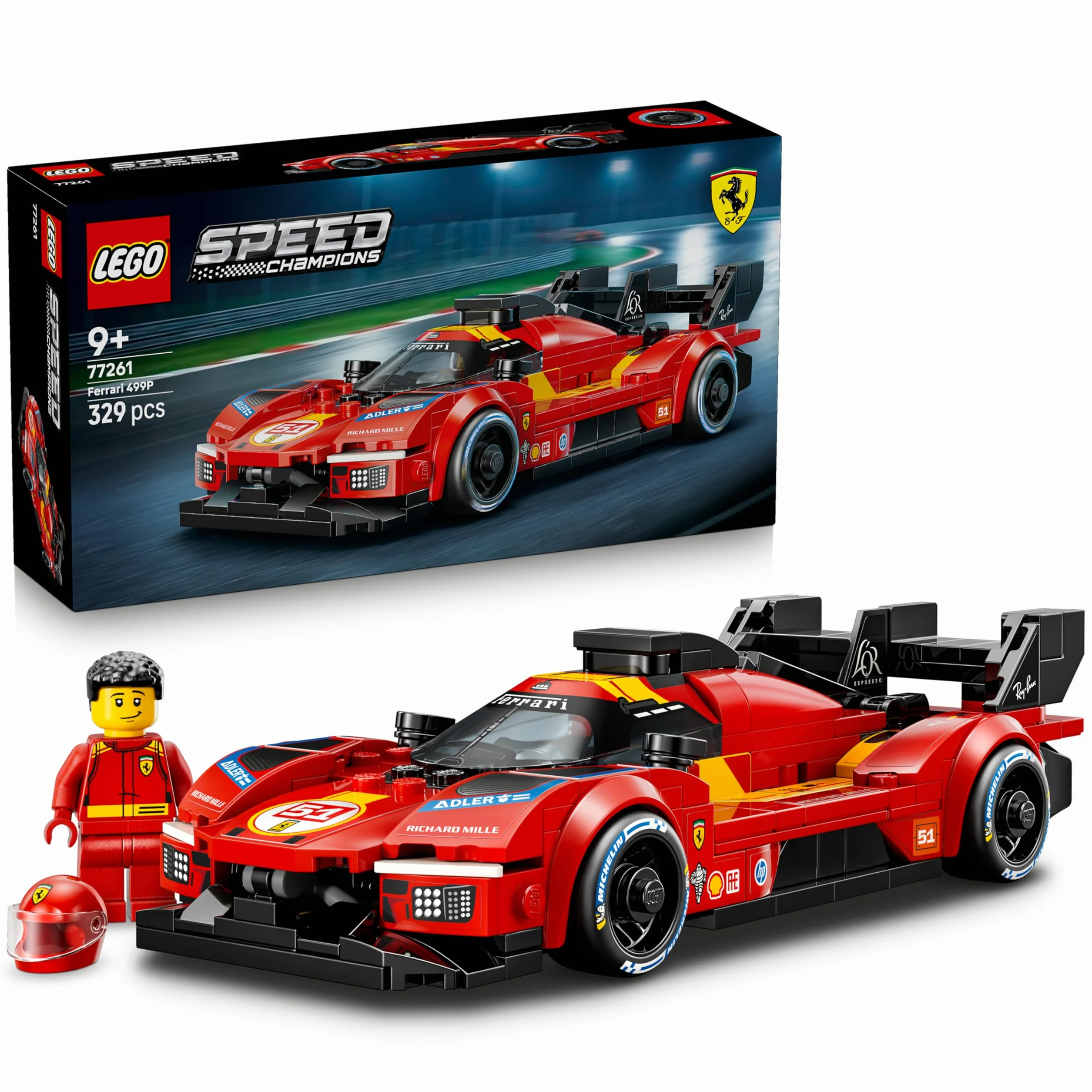 LEGO Speed Champions Ferrari 499P Voiture de Course Maquette STEM Minifigurine Collector Cadeau Sport Automobile 9 Ans 77261