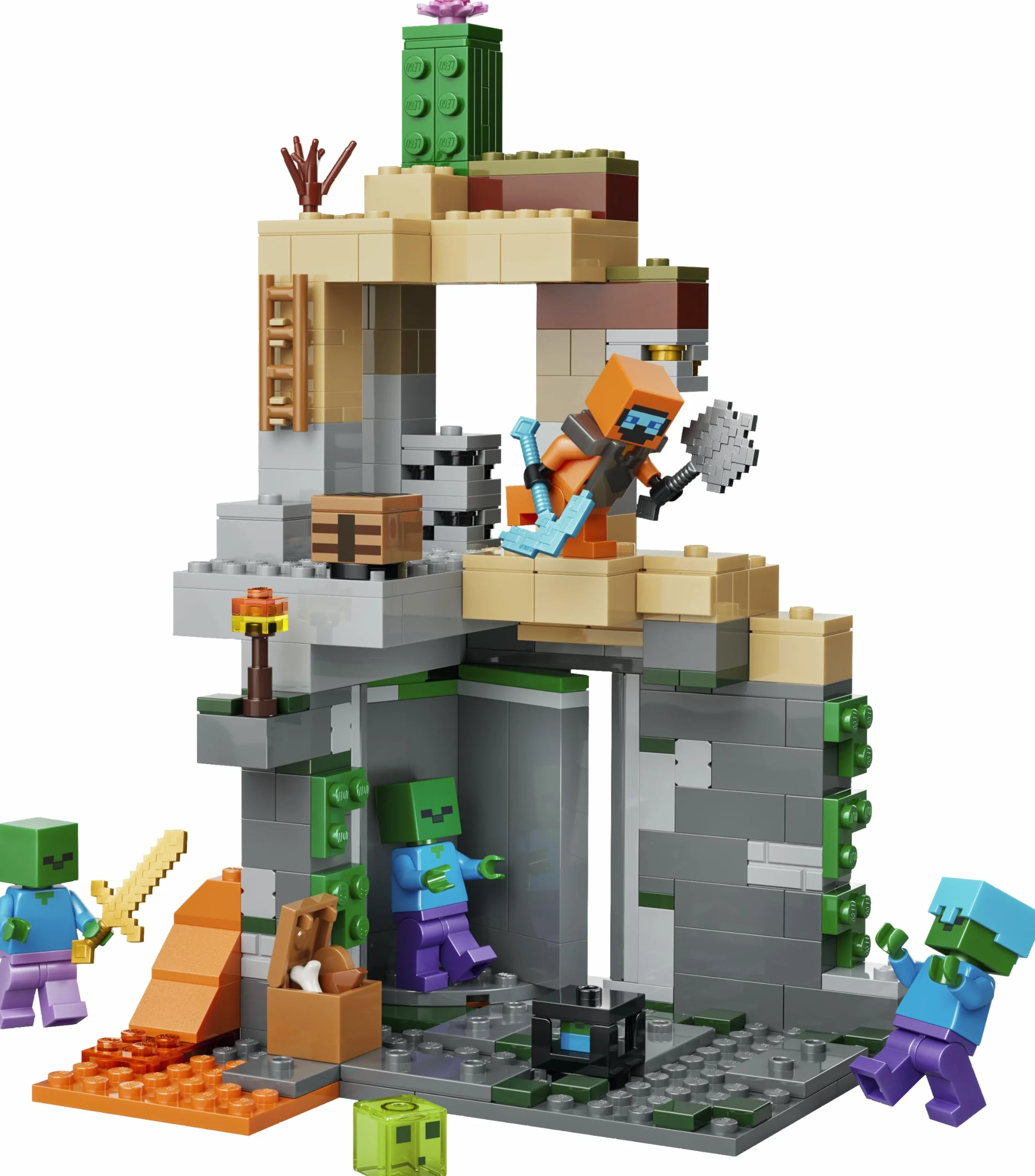 LEGO Minecraft Le Donjon de Zombies 21587 Jeu Interactif avec Minifigurine de Vagabond 3 Figurines de Zombies Slime Établi Cadeau Gaming 8 Ans