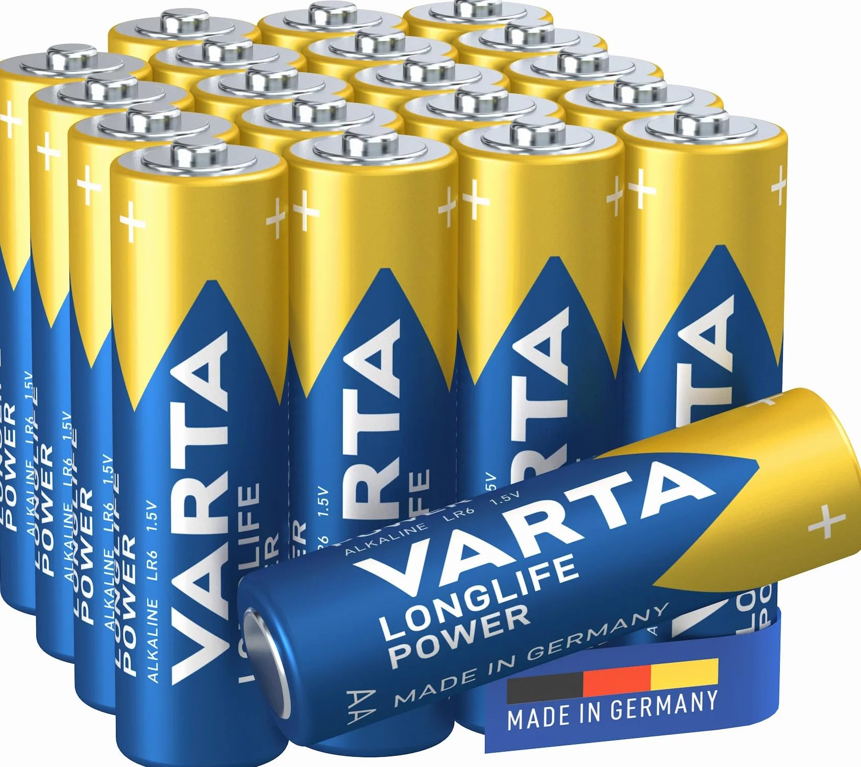 VARTA Piles AA Longlife Power Alcalines 1,5V Lot de 20 Emballage Recyclé Made in Germany