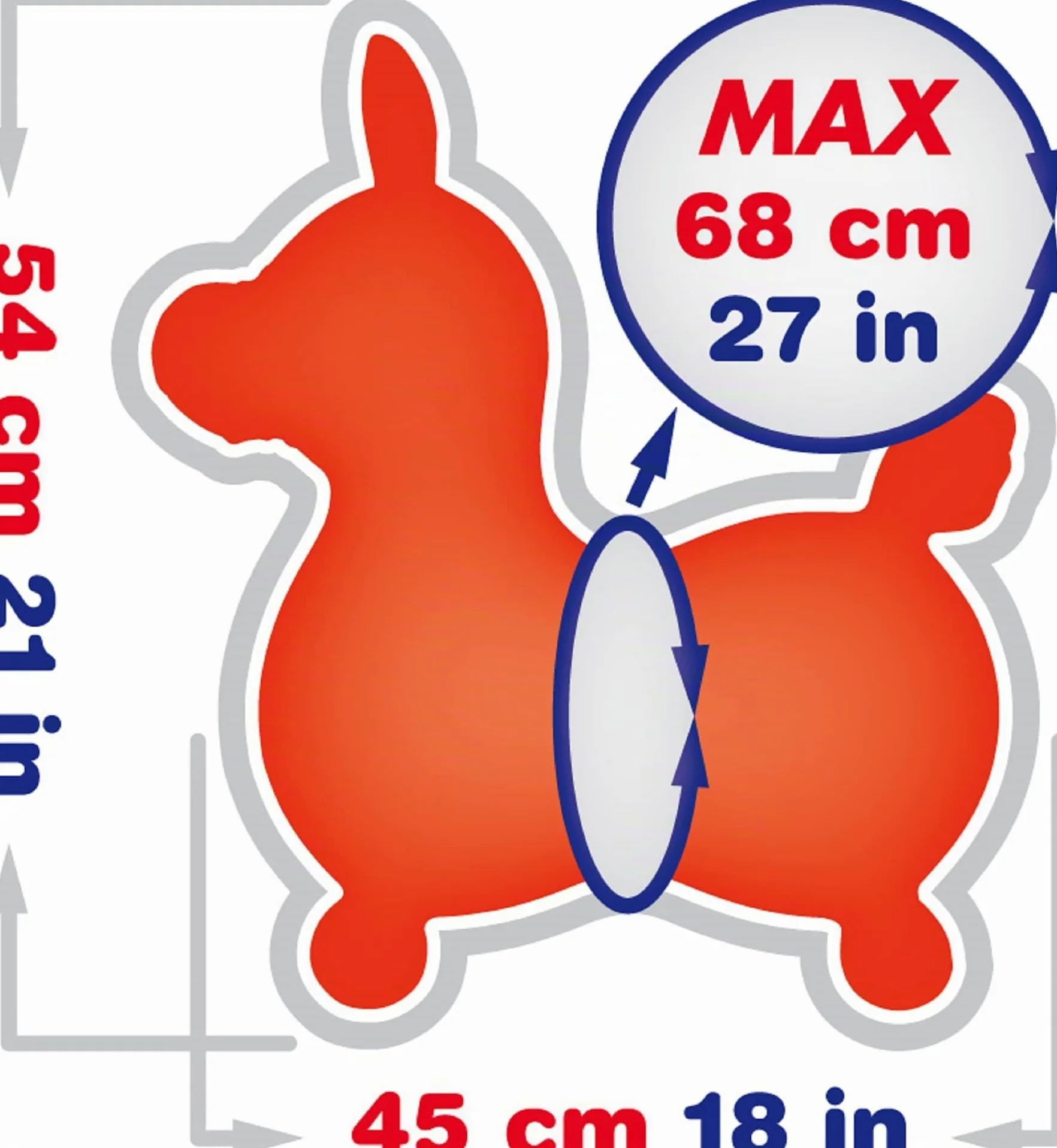 Gymnic Cheval gonflable Rody en rouge 80.02