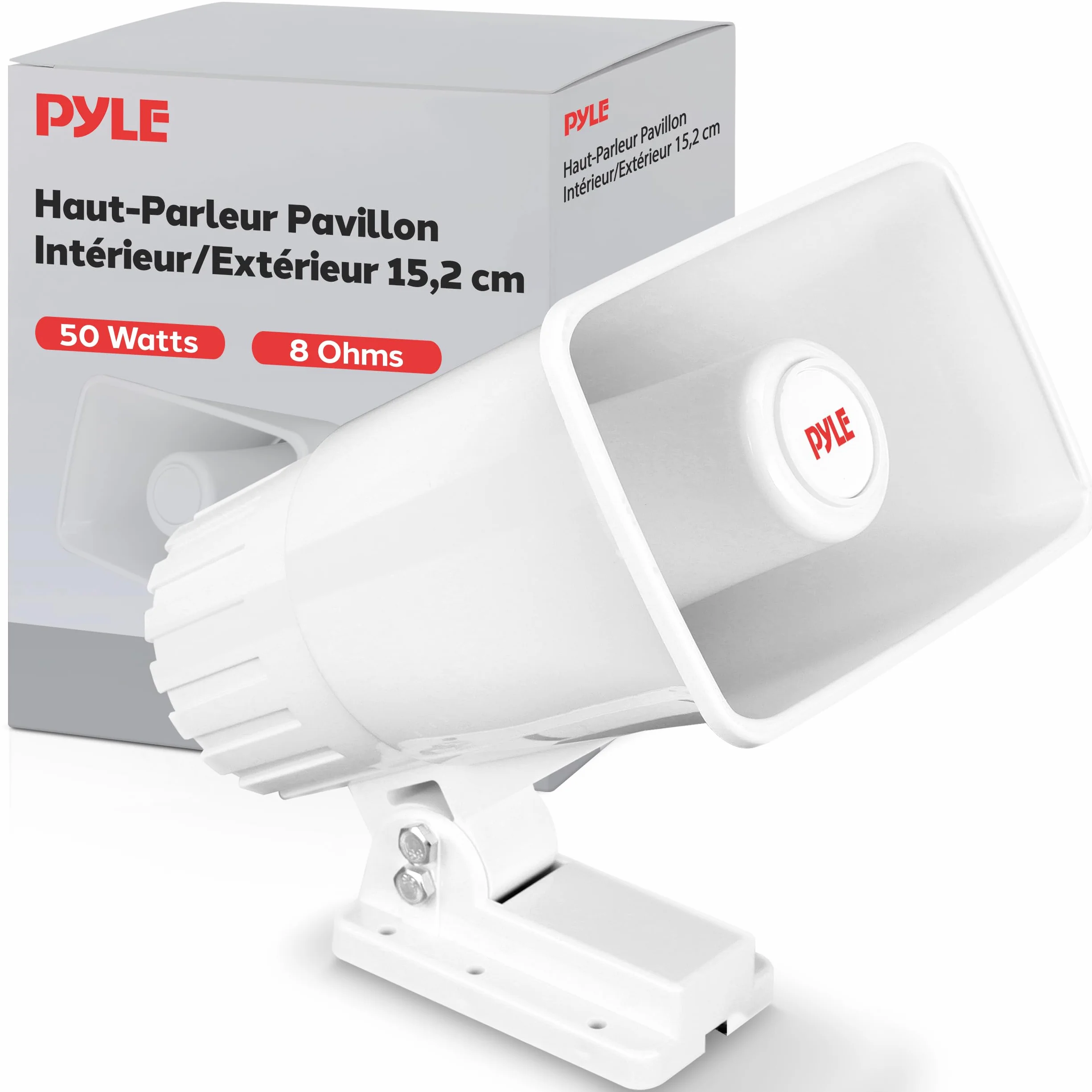 Pyle Haut-Parleur PA 6" 8 Ohms 50 Watts Intérieur/Extérieur Blanc avec Support de Montage