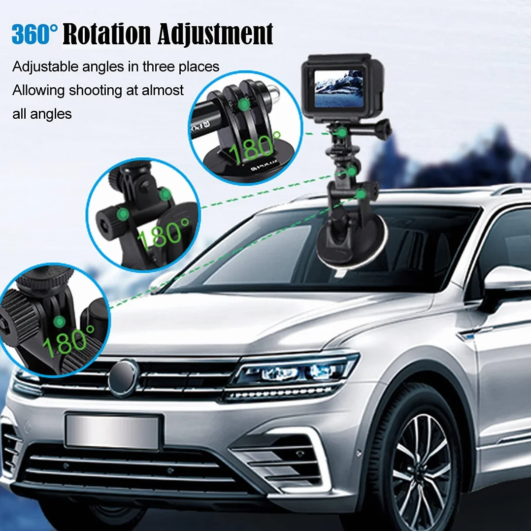 PULUZ Support de Voiture à Ventouse pour GoPro Hero 12,11,10,9,8,7,6,5,4 Max, Fusion - Fenêtres de Bateau et Pare-brises