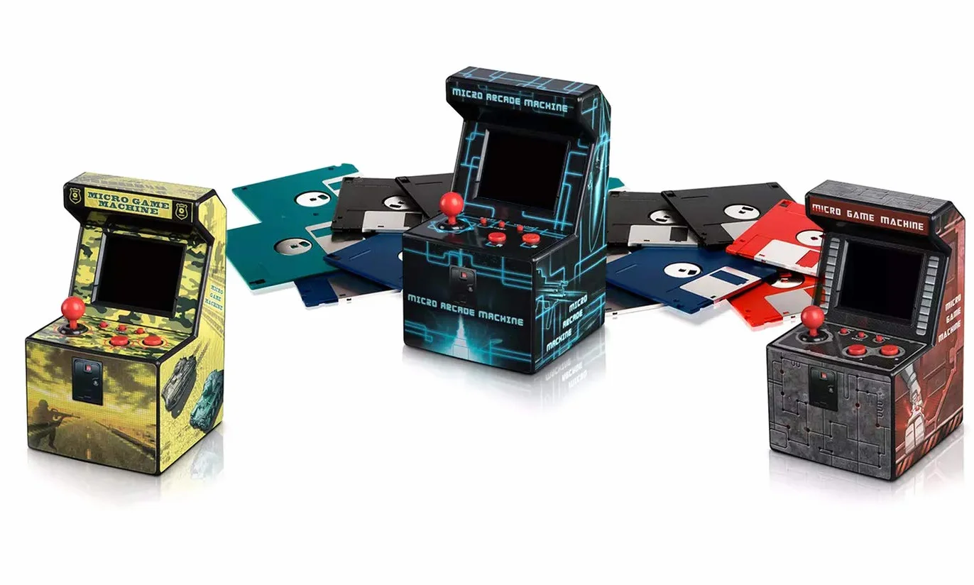 ITAL Mini Arcade Retro Borne Portable Geek 250 Jeux Intégrés 16 Bits Gadget Cadeau Enfants Adultes Jaune