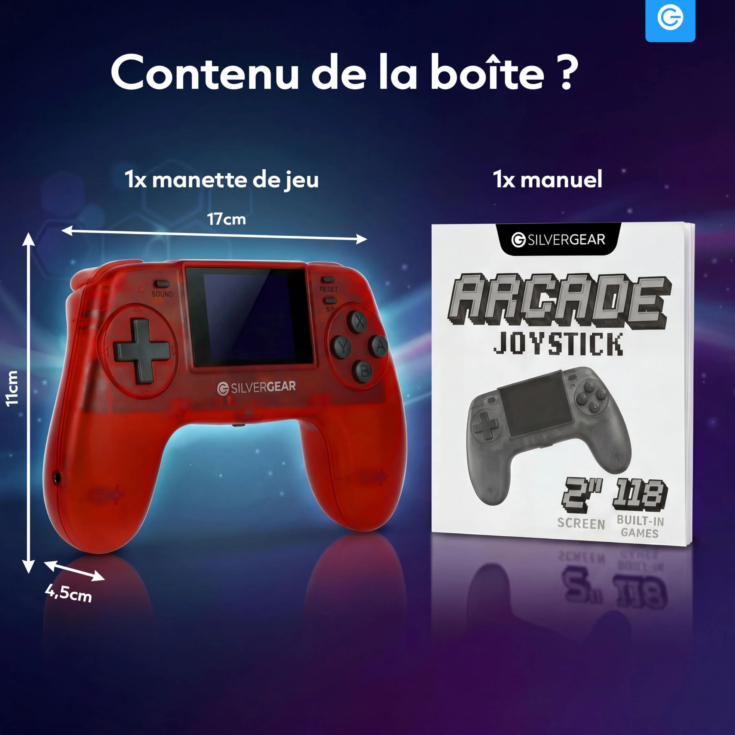 Silvergear Console de Jeu Rétro 8-bit 118 Jeux Portable Écran LCD 2.0 Pouces Rouge