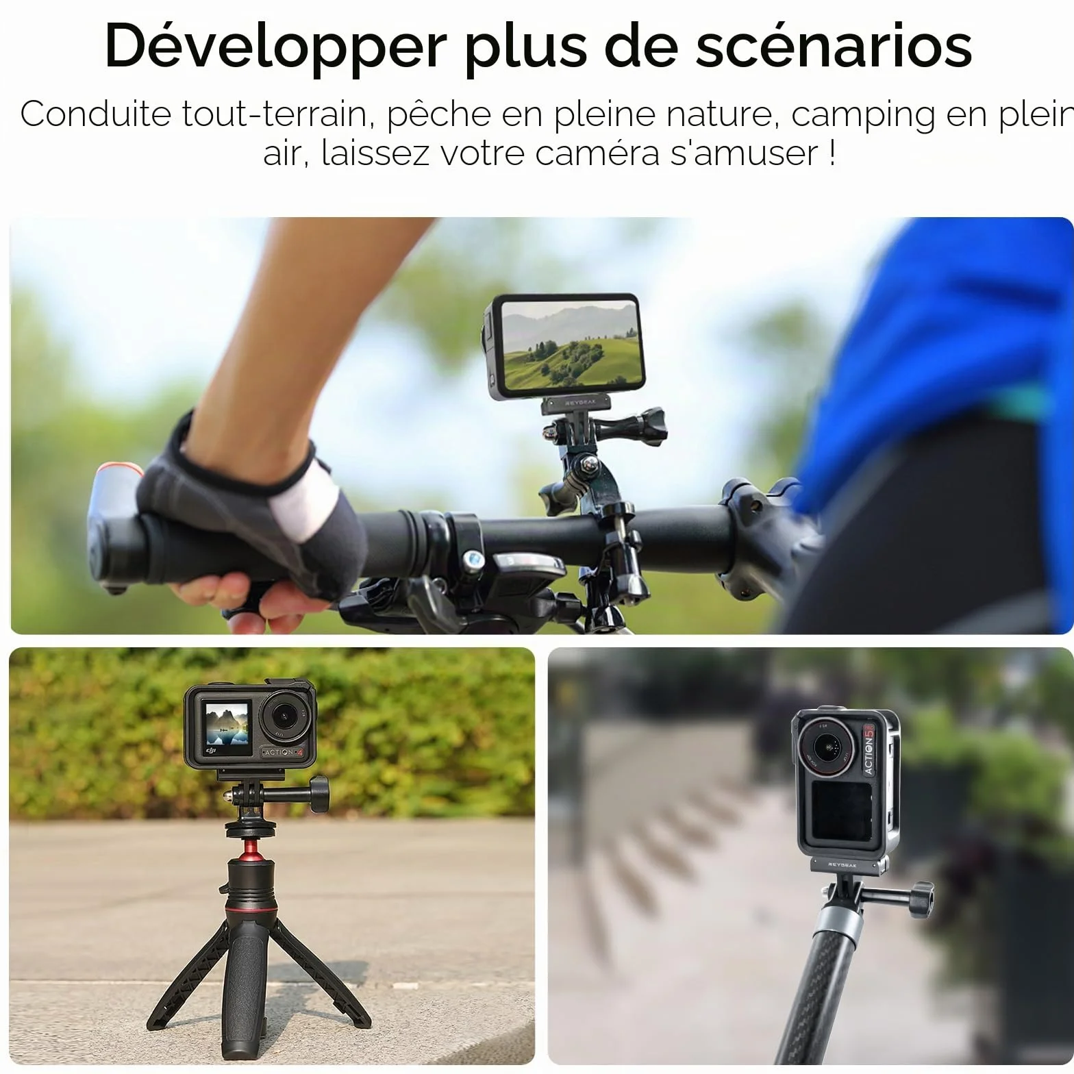 REYGEAK Lot de 2 Supports Magnétiques pour DJI Action 5 Pro/4/3 avec Adaptateur