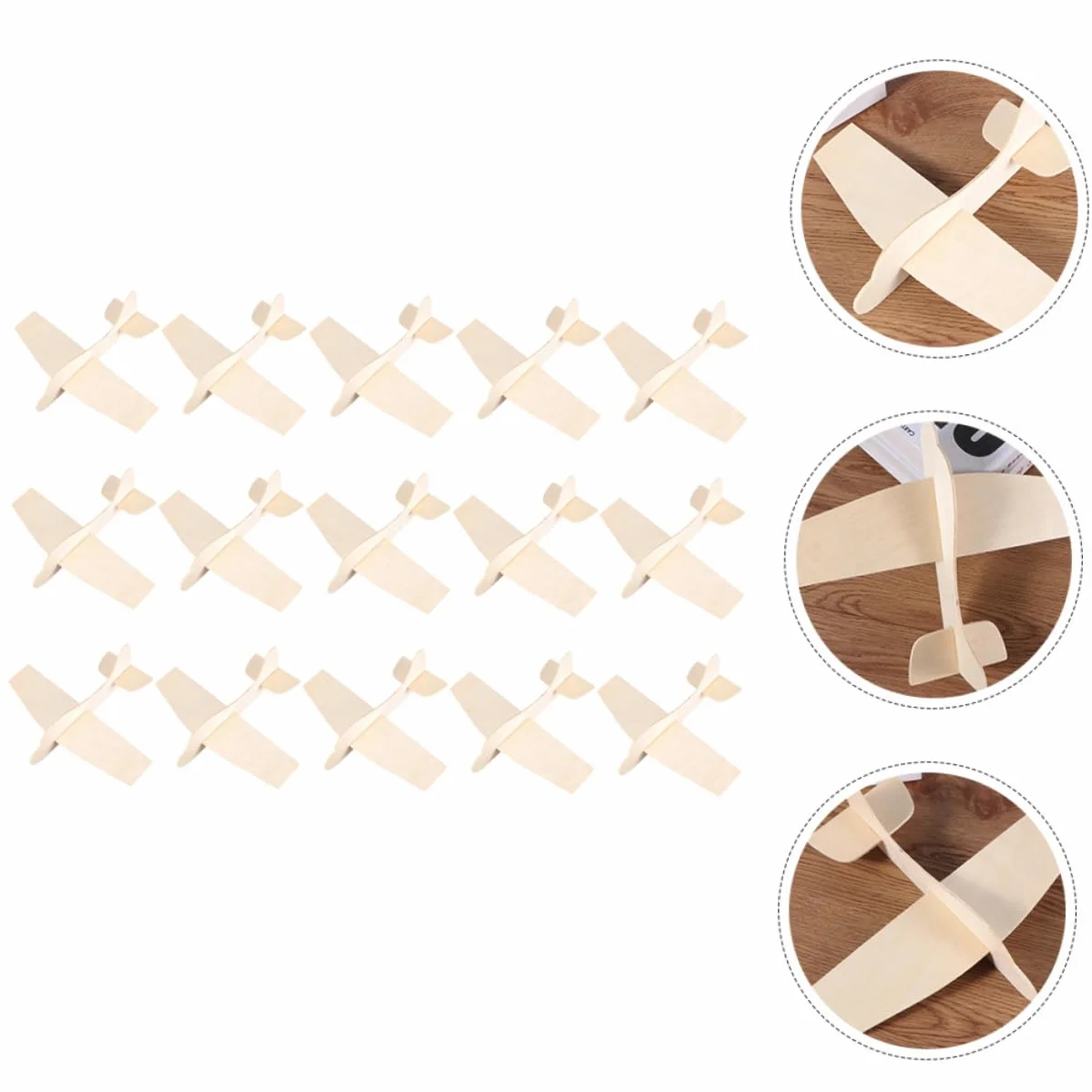 Kit de 15 Avions en Bois Brut à Assembler DIY Artisanat du Bois Surface Lisse