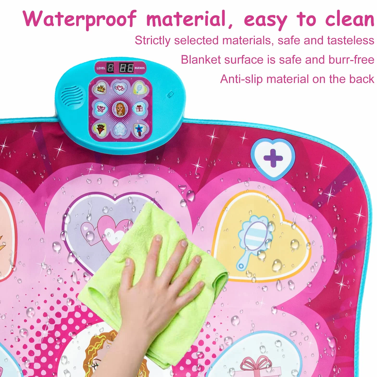 JUYOUNGA Tapis de Danse Musical pour Enfants avec Affichage LED, Création de Chansons Intégrée, Cadeau de Noël 3-8 Ans