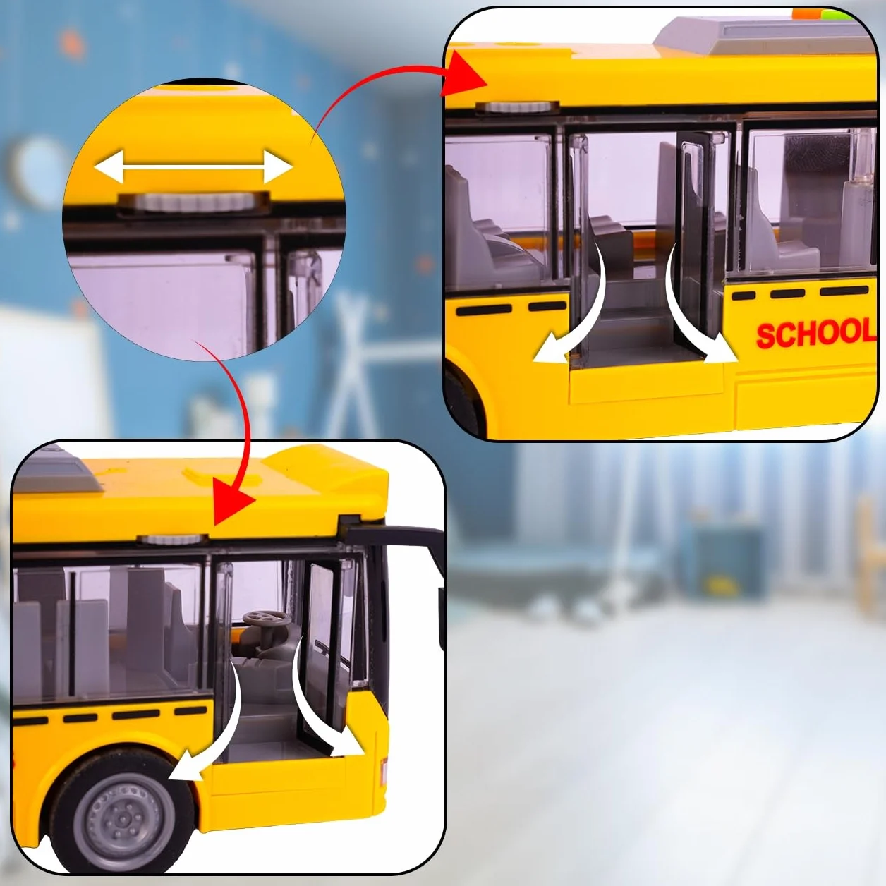 MalPlay Bus électrique jouet 1:16 avec bruits de conduite, lumières et portes ouvertes pour enfants à partir de 3 ans