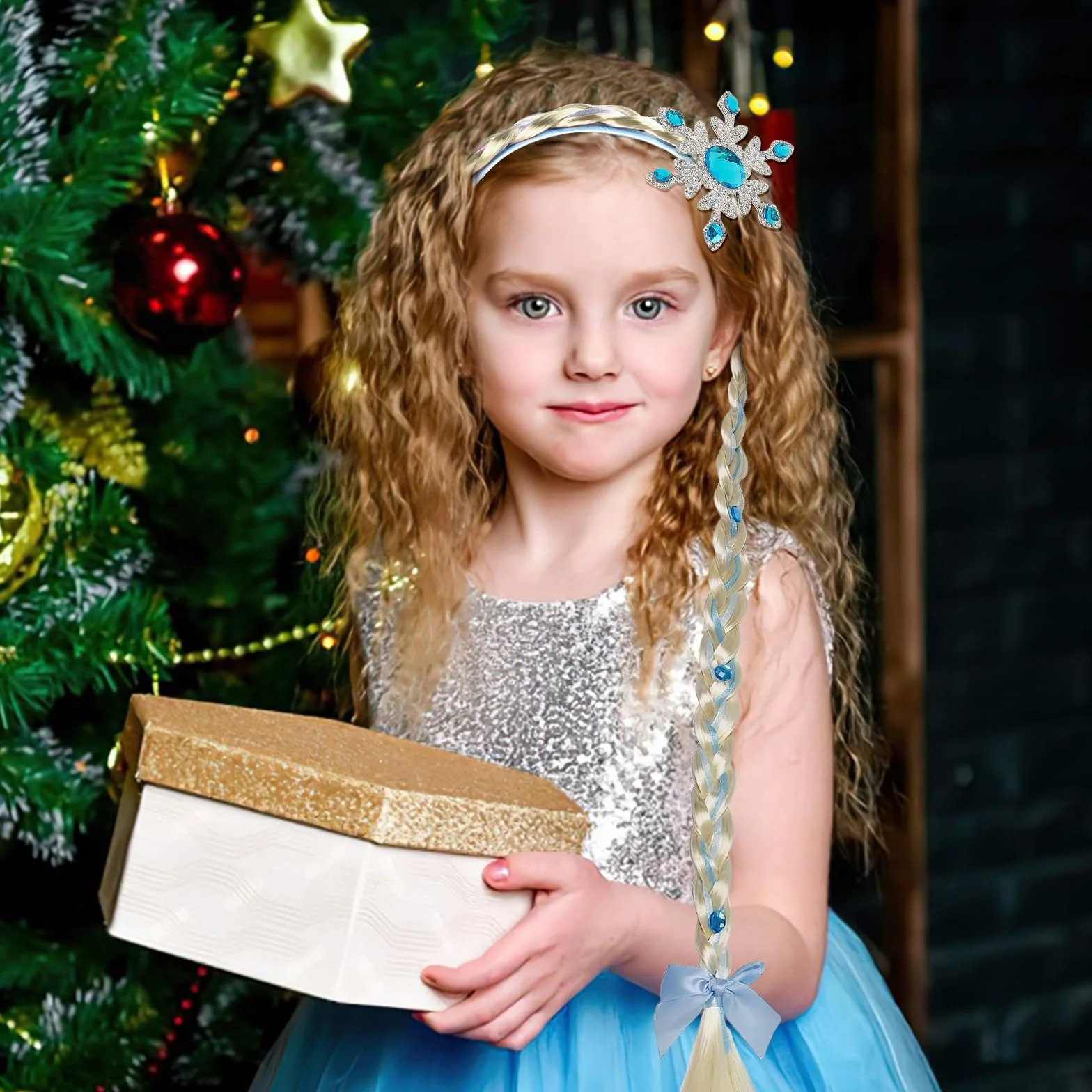 Perruque Enfant Fille Bandeau Tressé Raiponce, Perruque Blonde Longue Tresse Princesse, Costume Fête