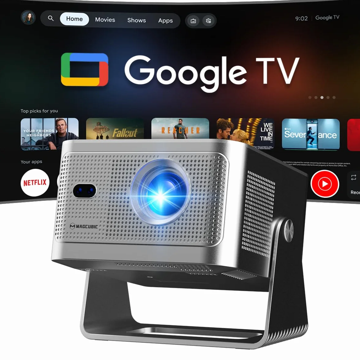 Videoprojecteur 4K HY350GT, 650 ANSI, Autofocus, Correction Trapézoïdale Automatique, 15W Dolby Audio, WiFi 5, BT5.1