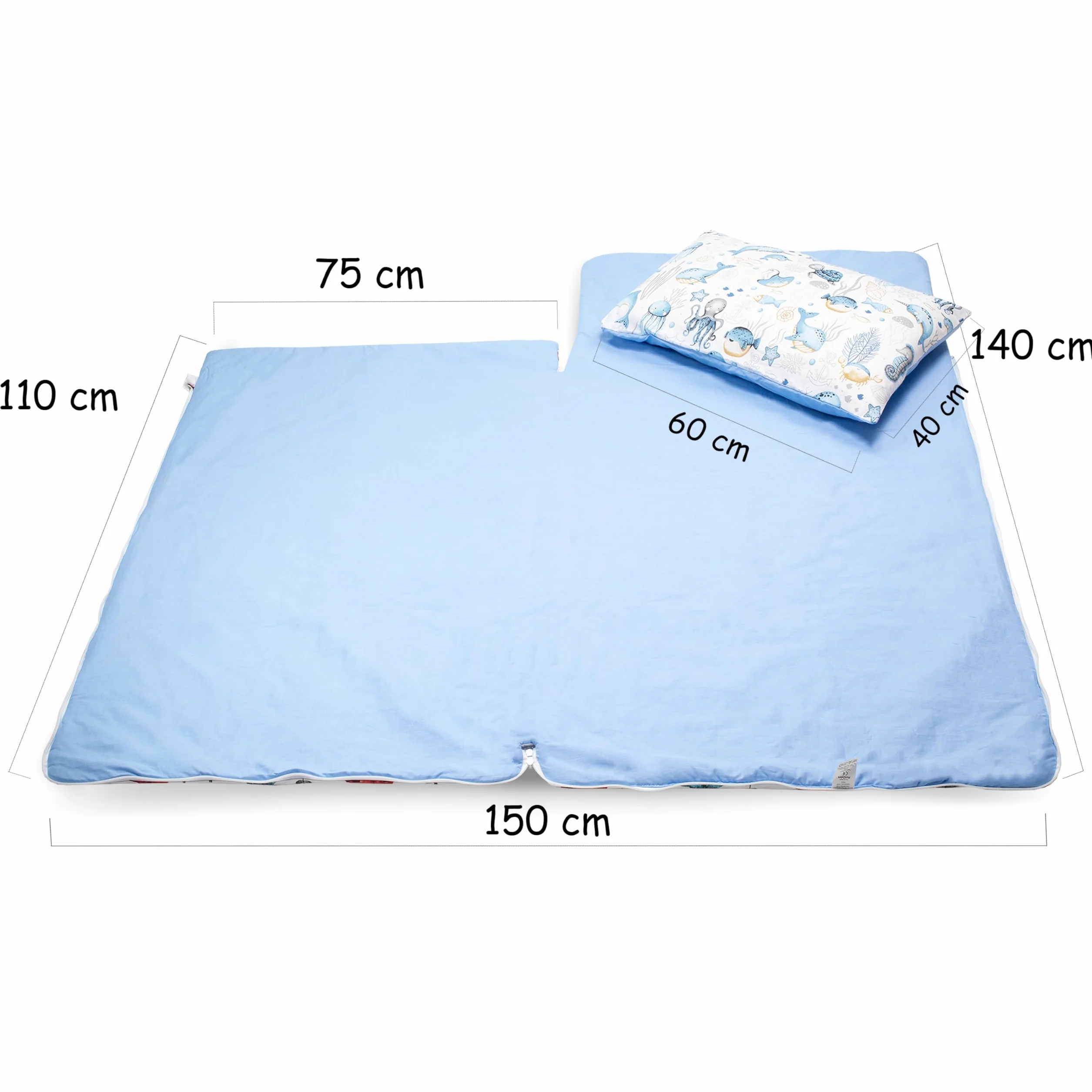 PinkZebra Sac de Couchage pour Enfants 140 x 75 cm Oeko-Tex Coton Double Fermeture à glissière