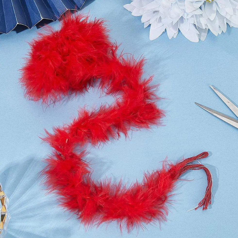 GORGECRAFT Boas en Plumes Rouges 1.8 m x 45mm Épais Franges Déguisements Halloween Carnaval Danse Mariage