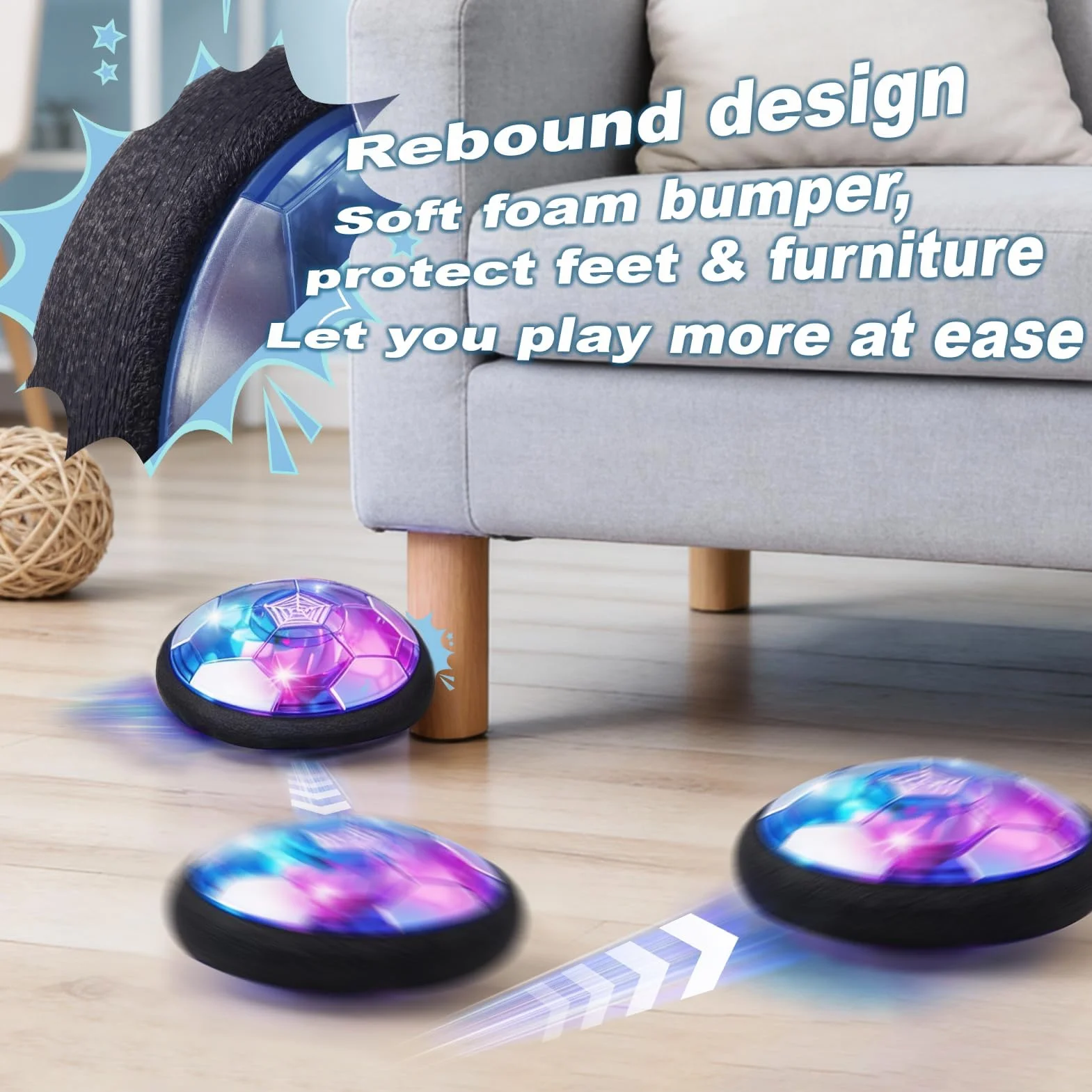 Dongcill Hover Ballon de Football avec Lumières LED et Musique, Ballon de Foot Intérieur pour Enfants 3-12 Ans