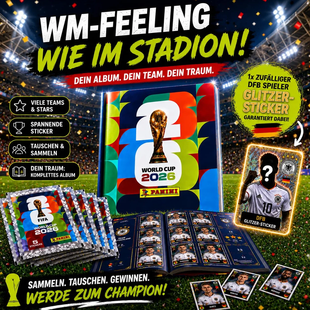 Panini Album d'autocollants Coupe du monde 2026 Kit de démarrage XXL Allemagne