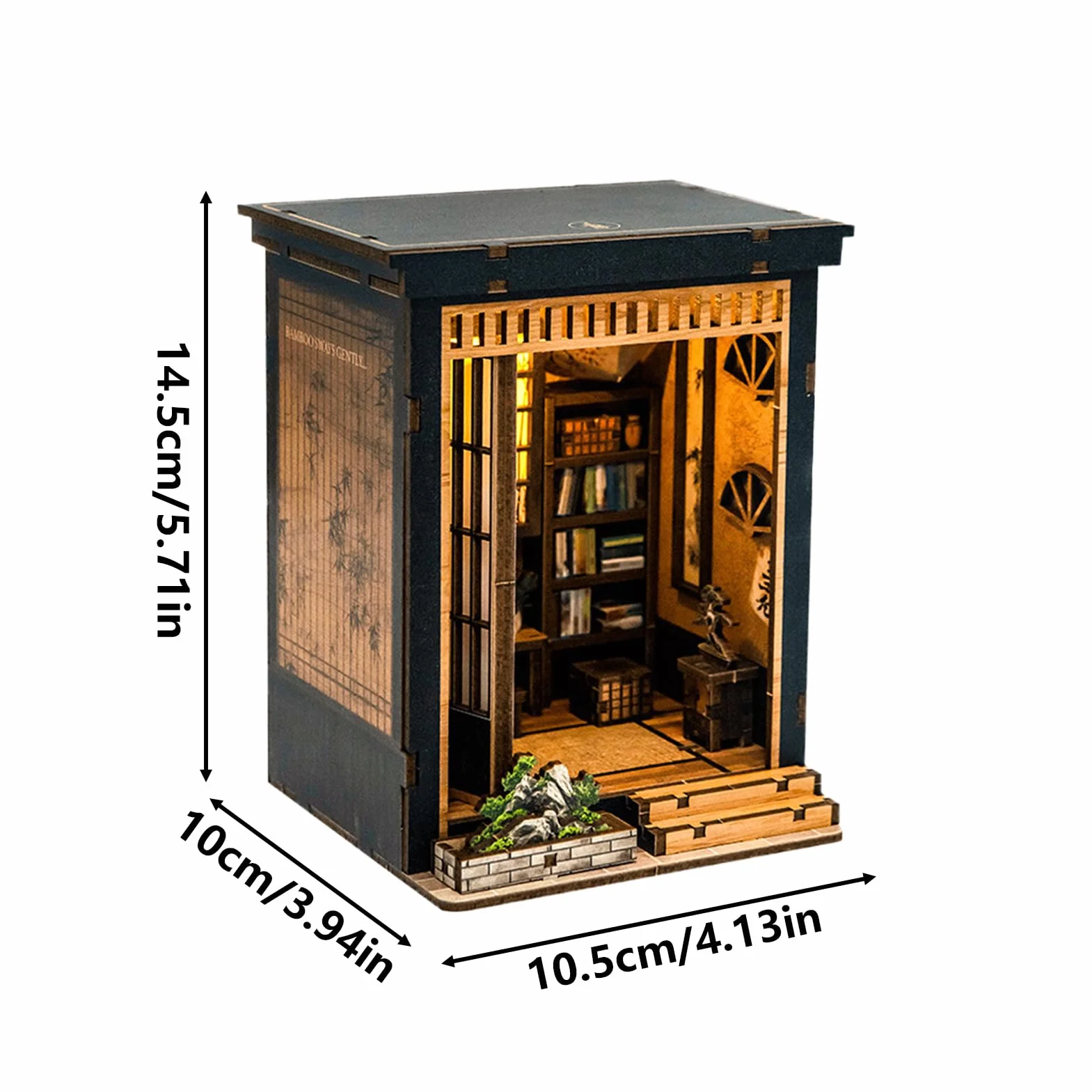 Kit de construction de mini maison japonaise - Projet en bois, modèle de maison de bibliothèque artistique, architecture miniature série à thème