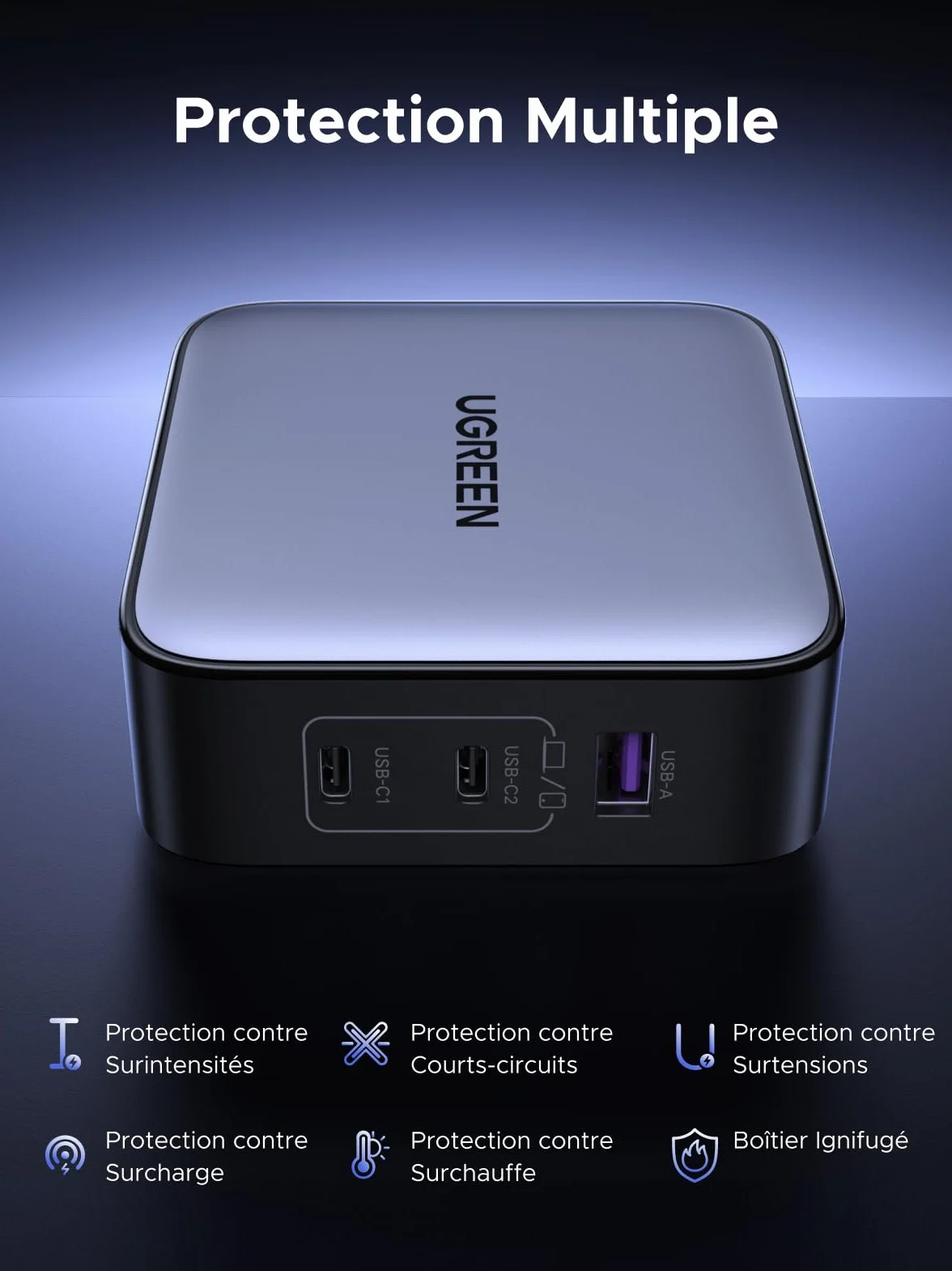 UGREEN Nexode 65W GaN USB C Chargeur de Voyage 3 Ports Adaptateur International Prises EU UK US Compatible iPhone 17 Pro Max Air 16 15 14 13 12 iPad MacBook Pro Air Neo Galaxy S26 S25 S24