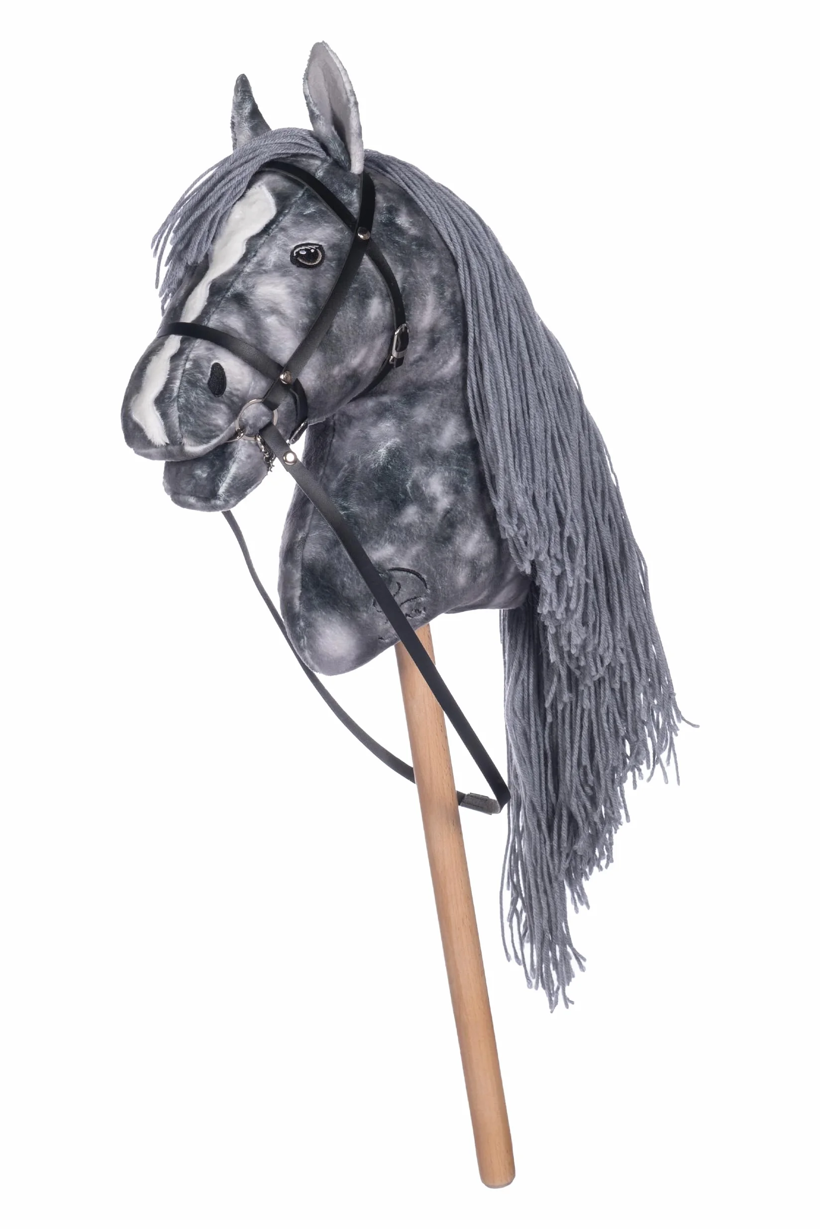 HKM Kids Hobby Horse Cheval de bataille noir avec licol et longe gris