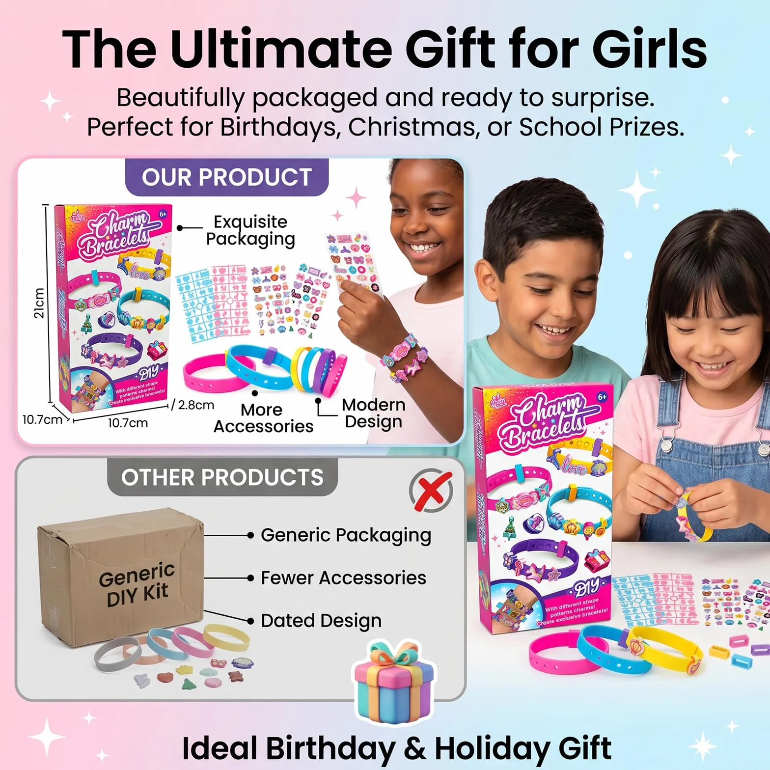 Coffret Loisirs Créatifs Fabrique Tes Propres Bracelets Pailletés Jeu Créatif pour Fille 6-9 Ans