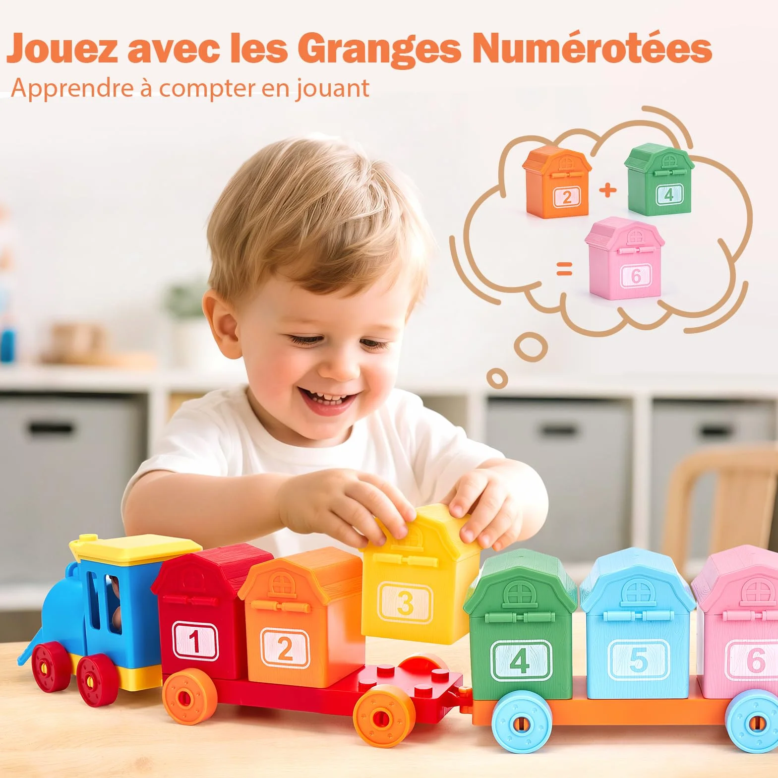 hahaland Montessori Jouet Bebe 2 3 Ans - Jouet Animaux de La Ferme pour Enfants, Jeu Educatif avec Marionnettes à Doigts