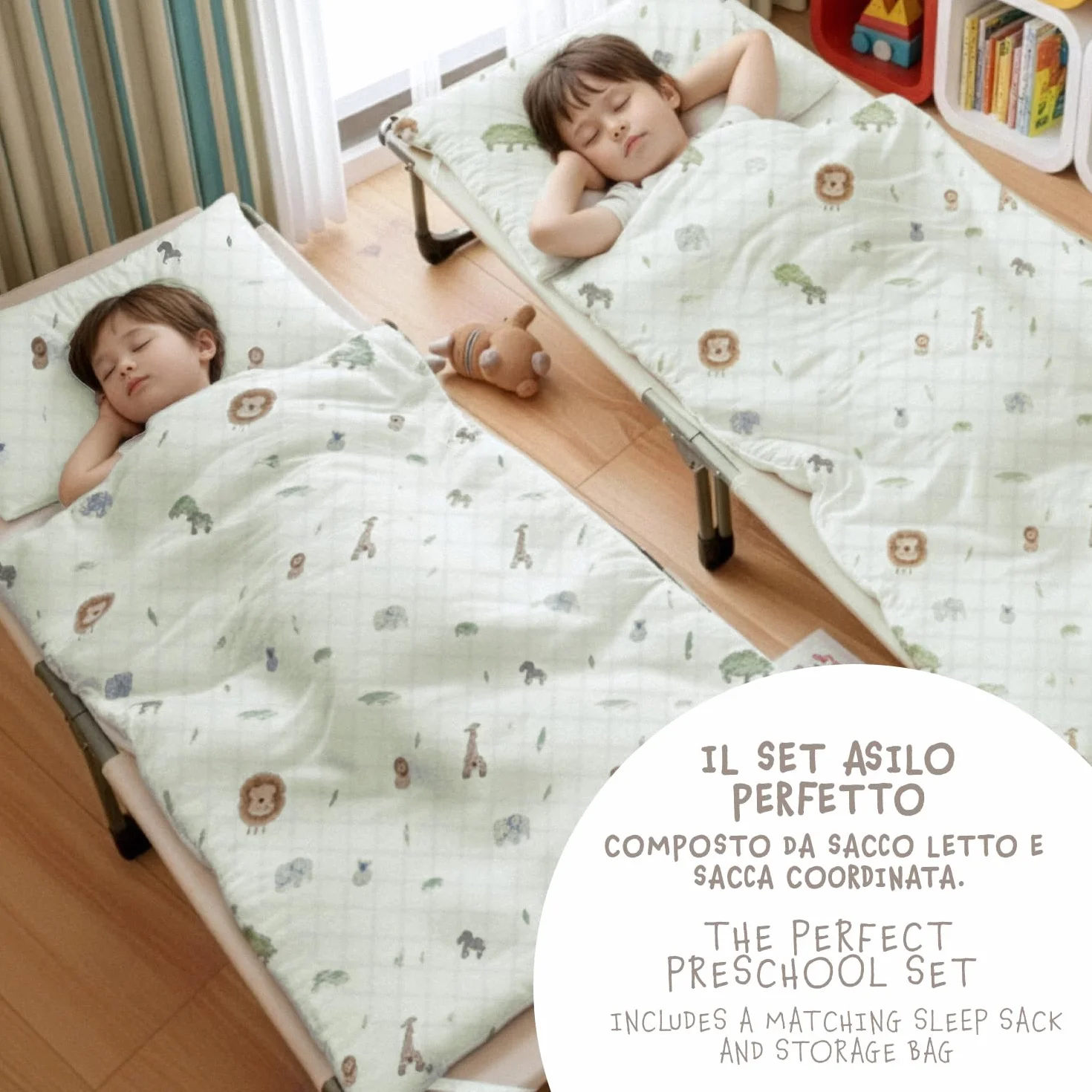Sac de Couchage Enfants 1.5 TOG 140x70 cm avec Poche pour Coussin Fille Garçon 3-7 Ans