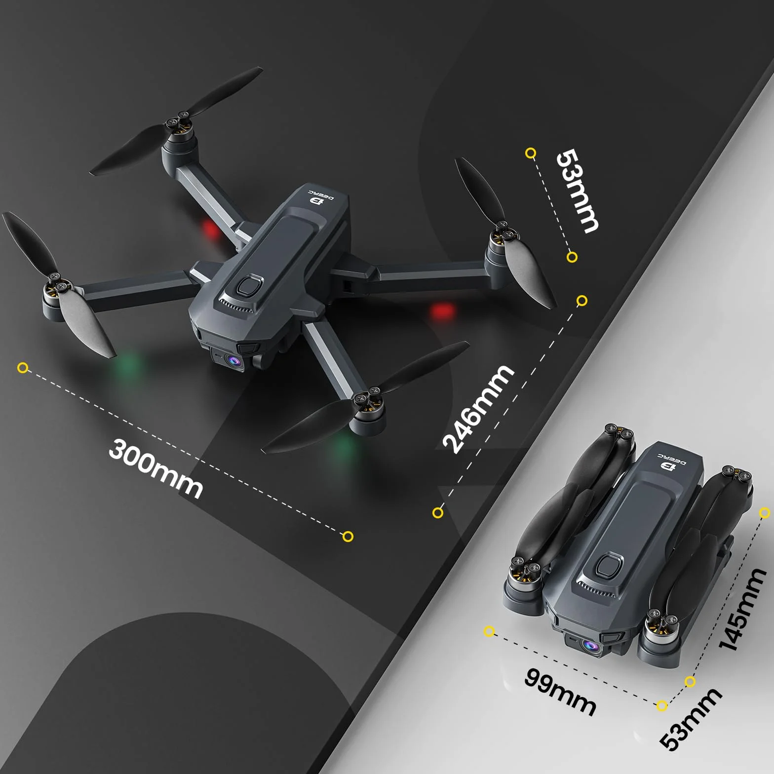 DEERC D35 Drone with 8K Camera pour Adultes, Quadricoptère RC Pliable avec Retour Automatique GPS, Moteur Sans Balais, Suivez-moi, vol Circulaire, Maintien de I'altitude, Vol de 40 Minutes