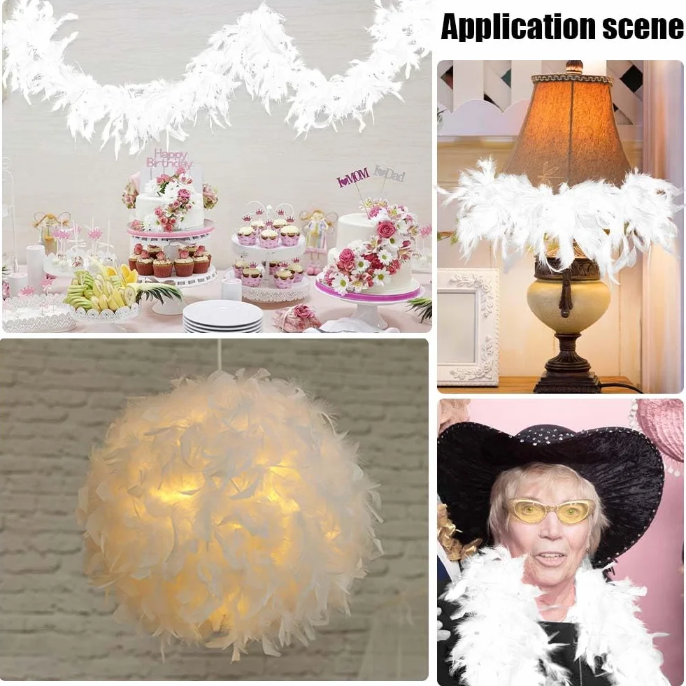 Boa Moelleux Chandelle Plumes de Dinde 210 cm GORGECRAFT Noir pour Fête Mariage DIY Artisanat